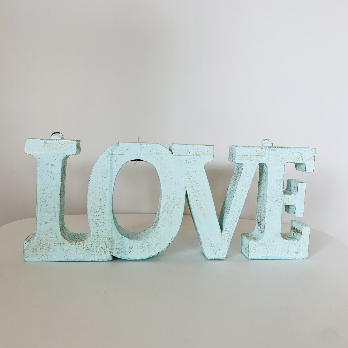 Placa Love - Azul - Madeira - C37xL3.5xA15CM