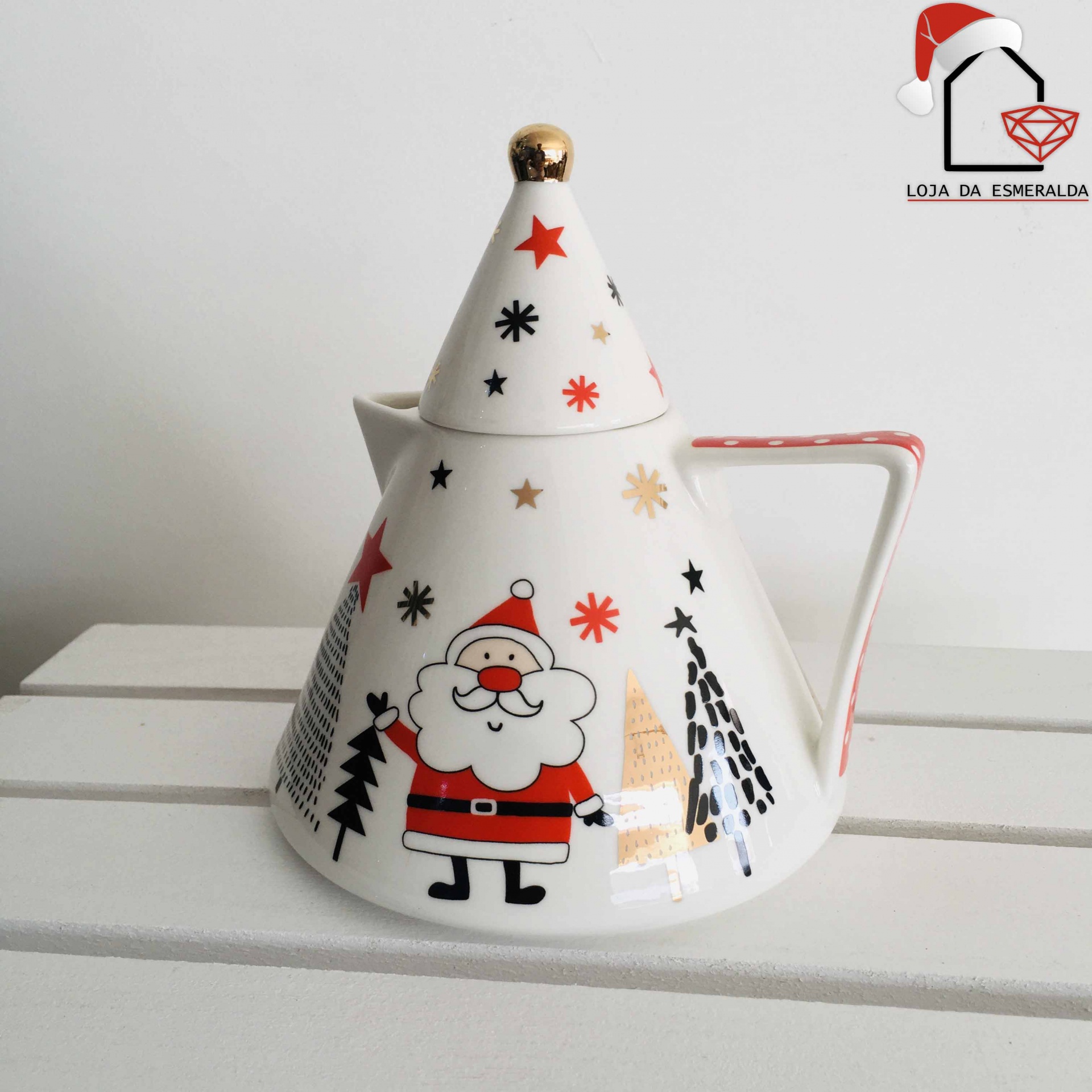 Bule em Loiça com Pai Natal 14x14x16.5CM