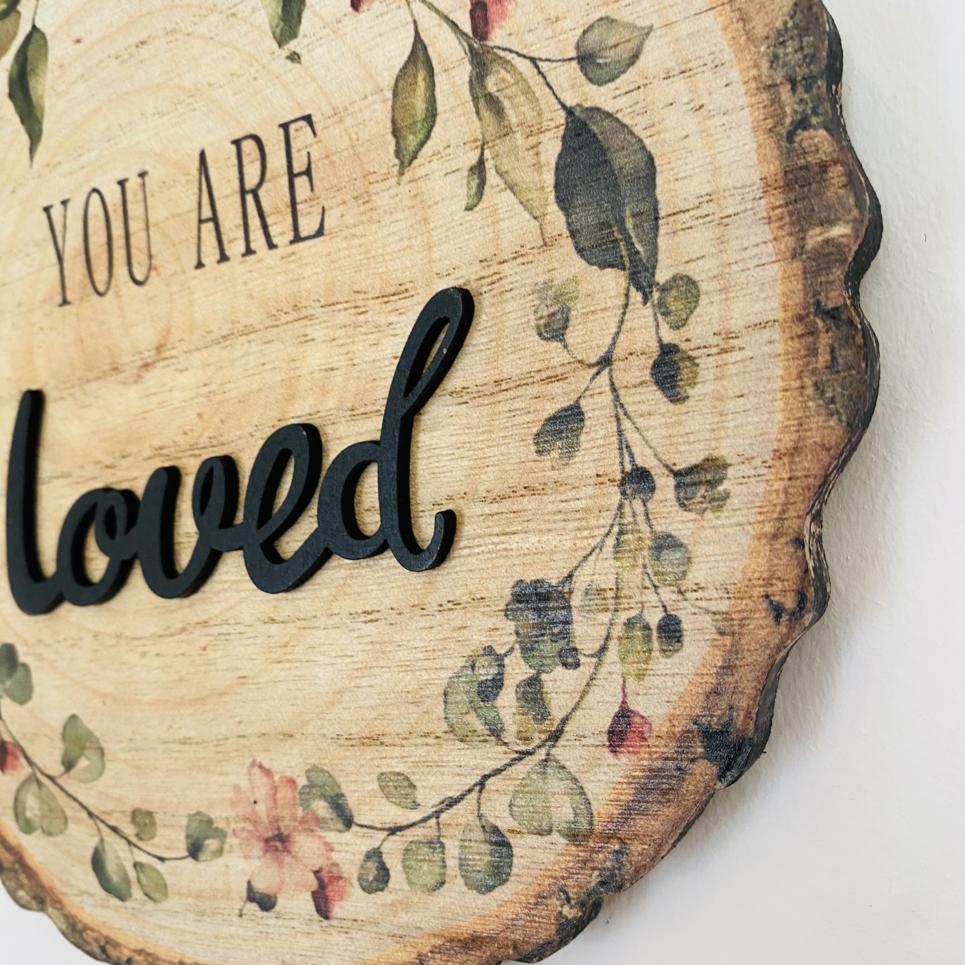 Placa Decorativa de Parede - C20xL1xA20CM - Madeira - You are Loved