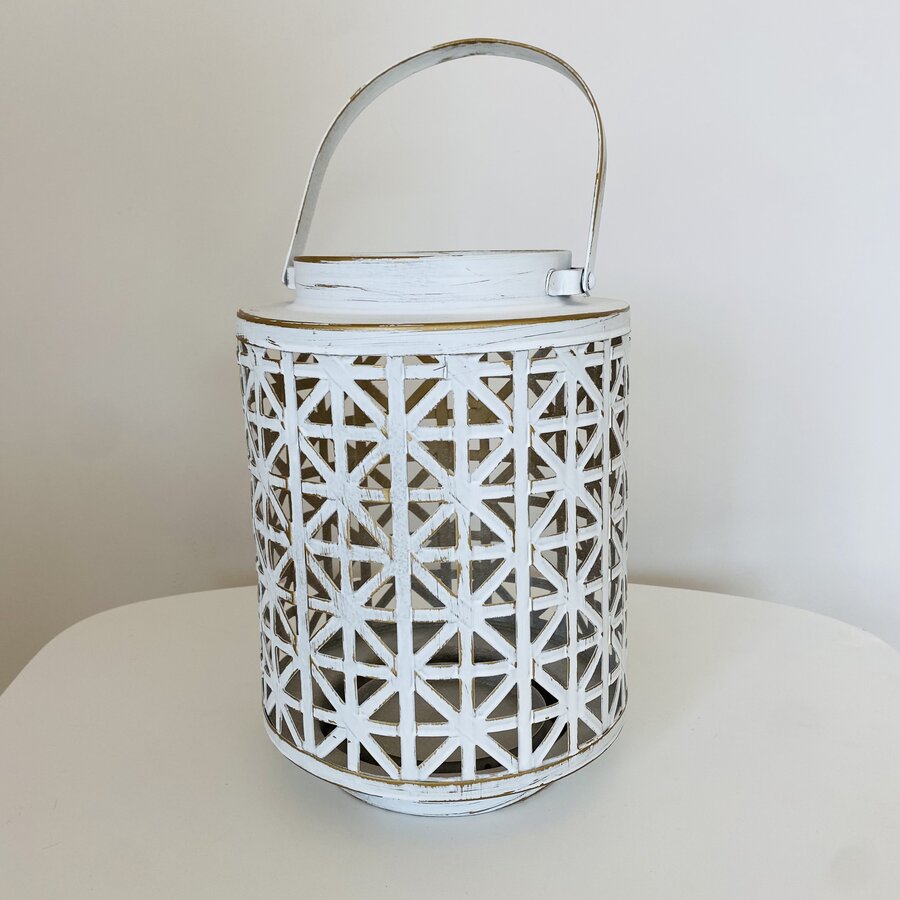 Lanterna Decorativa - Metal - Branco - C19xA37xL19CM