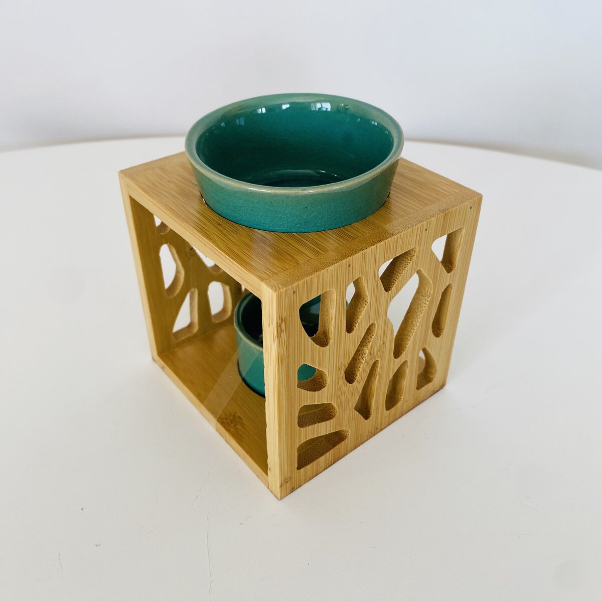 Queimador de Óleos de Essência - Cerâmica - Verde- C9.5xL9.5xA10CM