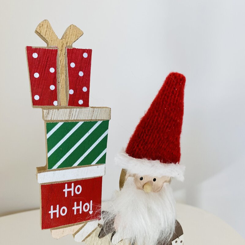 Pai Natal Decorativo - Madeira e Tecido - C11xL5xA30CM