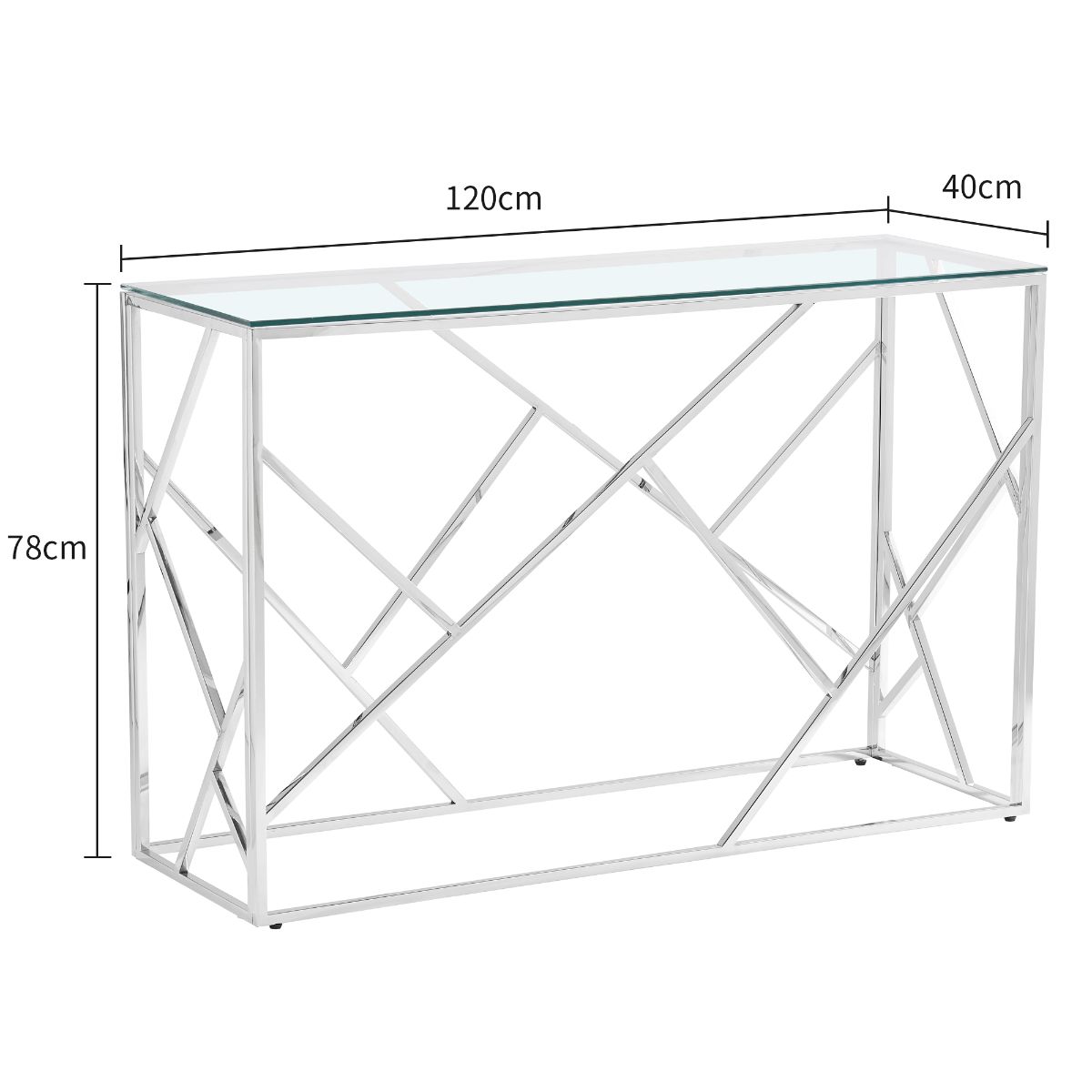 Consola em Inox e Vidro Prata | 120x40x77 CM