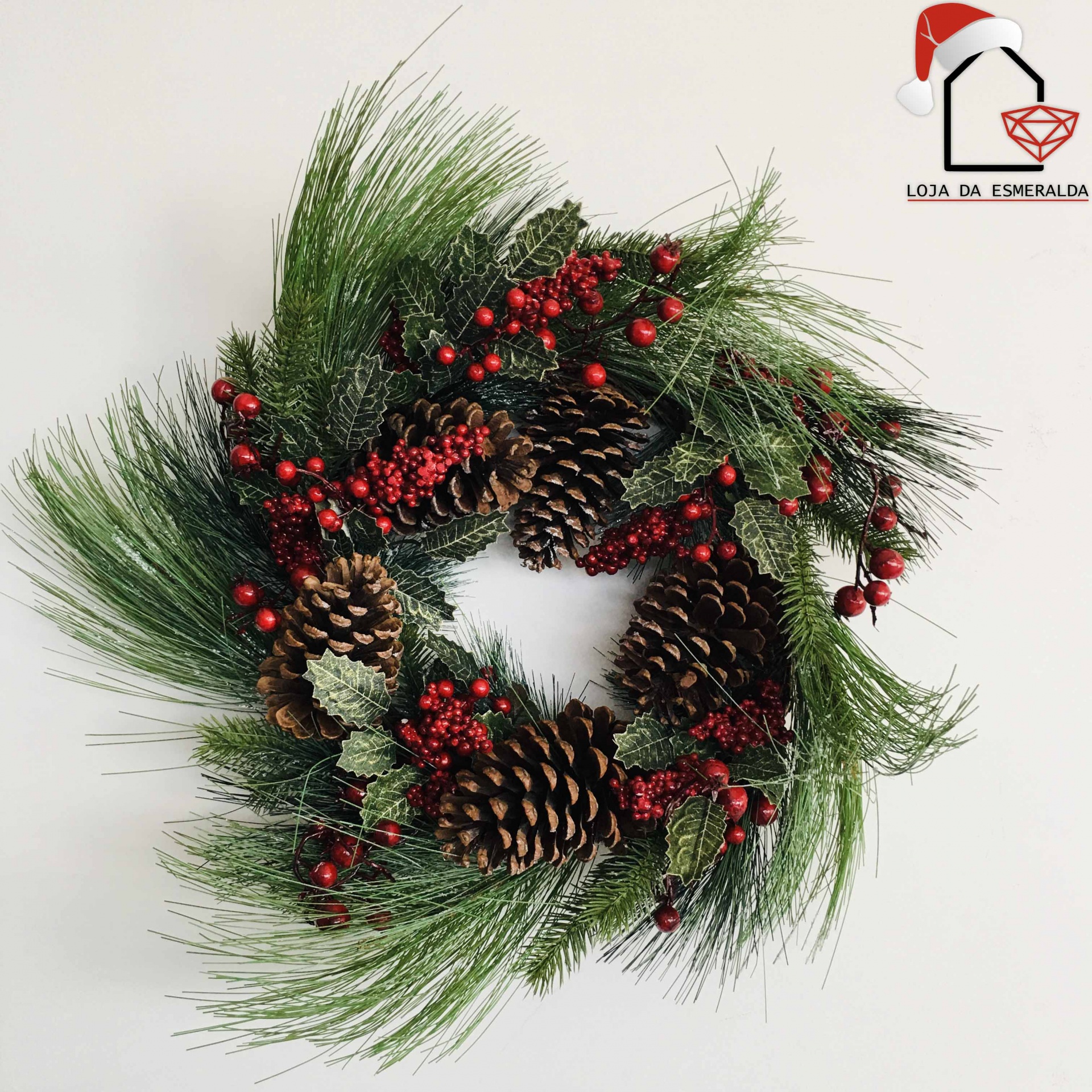 Coroa Natalícia c/ Pinhas 60x60CM