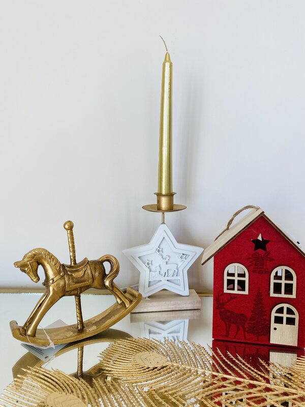 Cavalo de Natal Decorativo - Dourado - C14.5xL3xAX13CM