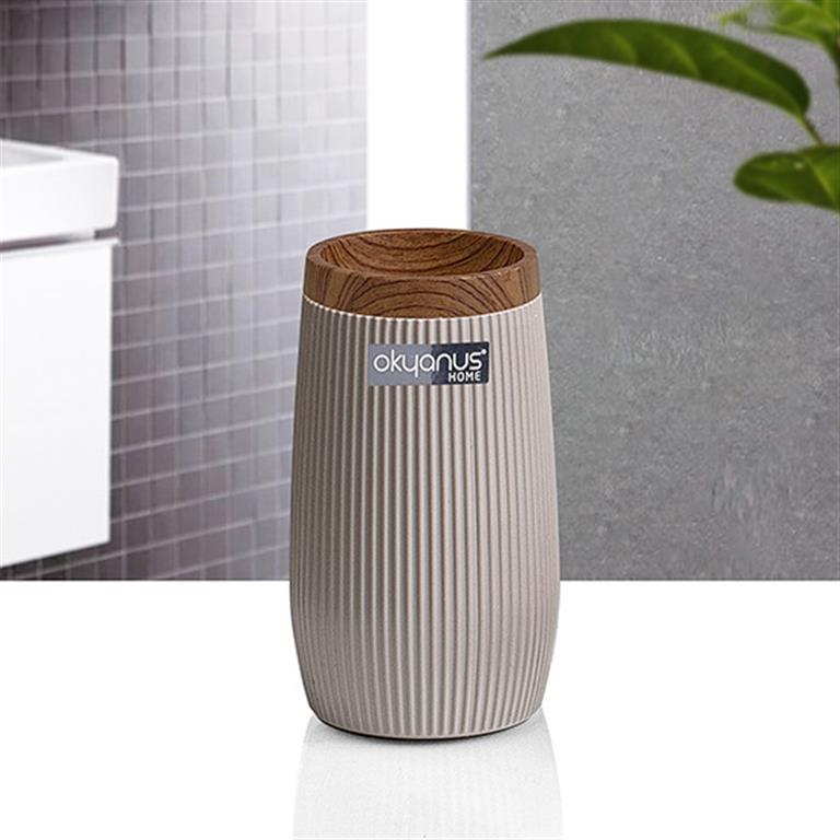 Conjunto WC - Linhas - Beje e Castanho (Imitar Madeira)