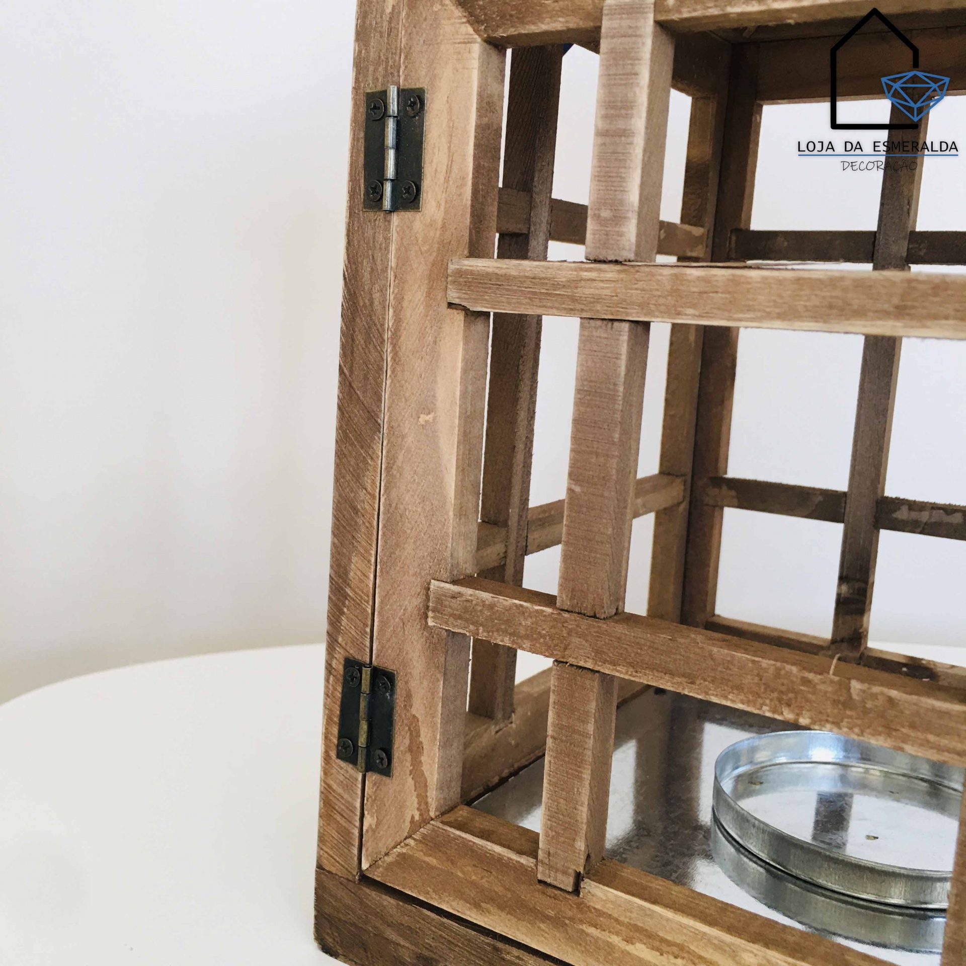 Lanterna Porta-Velas em Madeira | 20x20x28.5CM