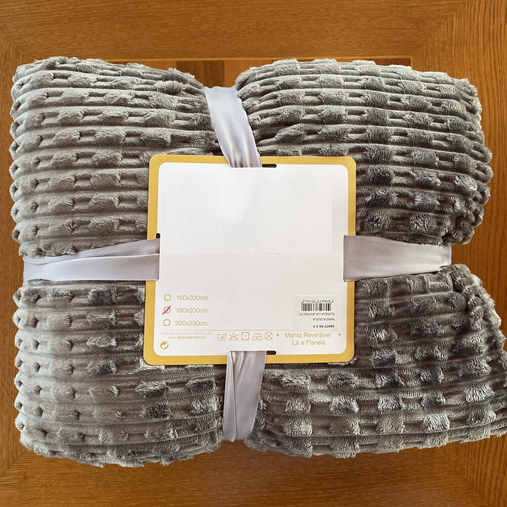 Manta Dupla - Lã e Flanela - Antracite -  180X200CM