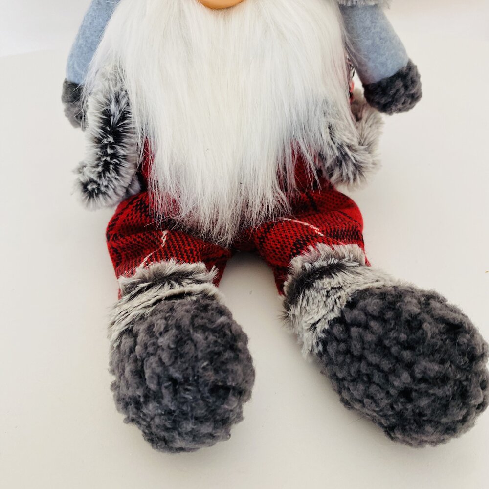 Pai Natal em Tecido - Vermelho e Cinza - C18xL13xA32CM