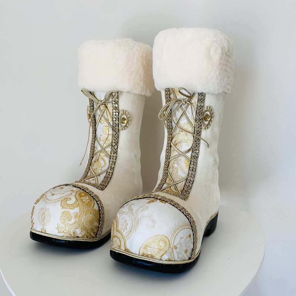 Natal - Cjto. 2 Botas Pai Natal - Creme - C30xL13xA38CM