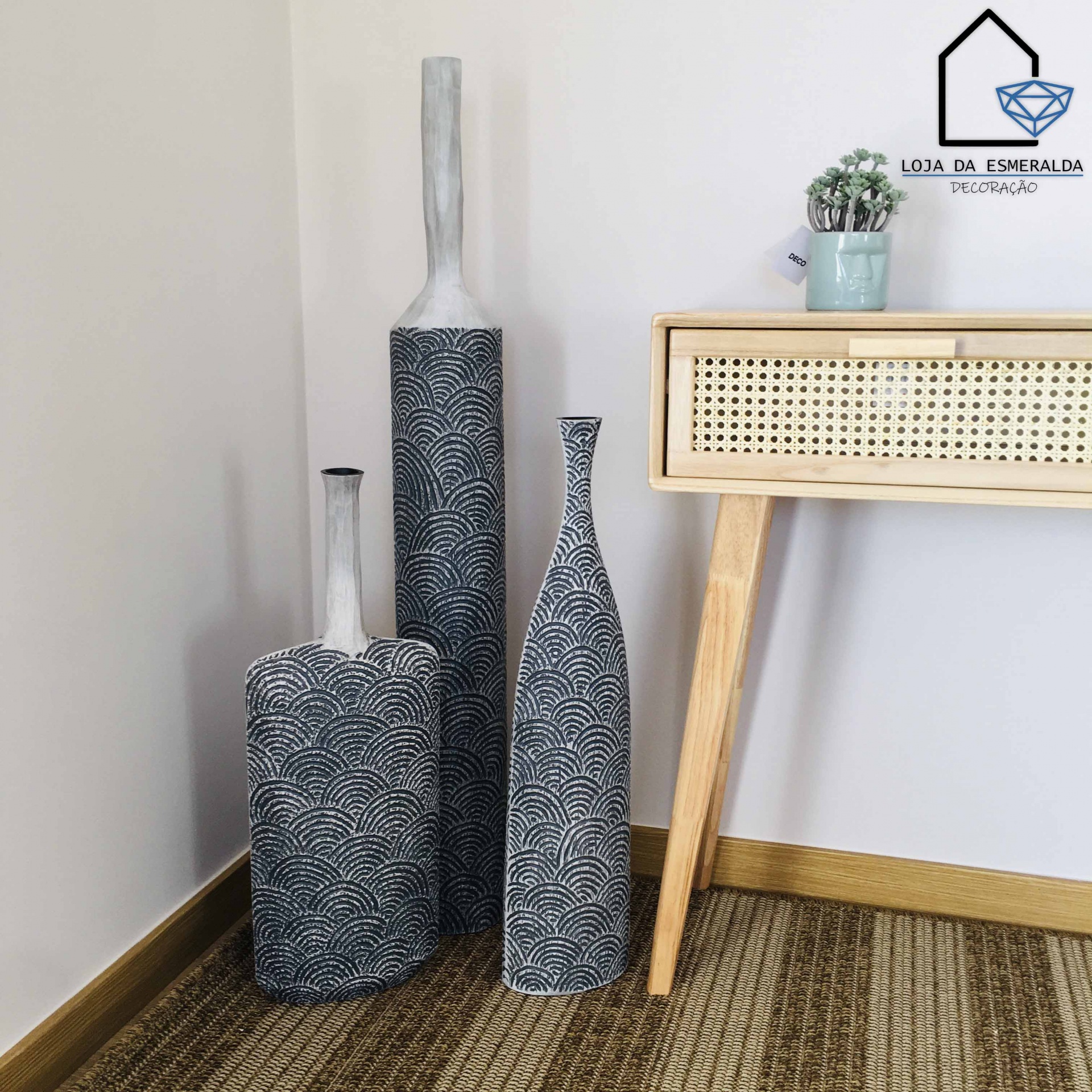 Jarrão Curves | Cinza & Branco | 105x14x14 CM