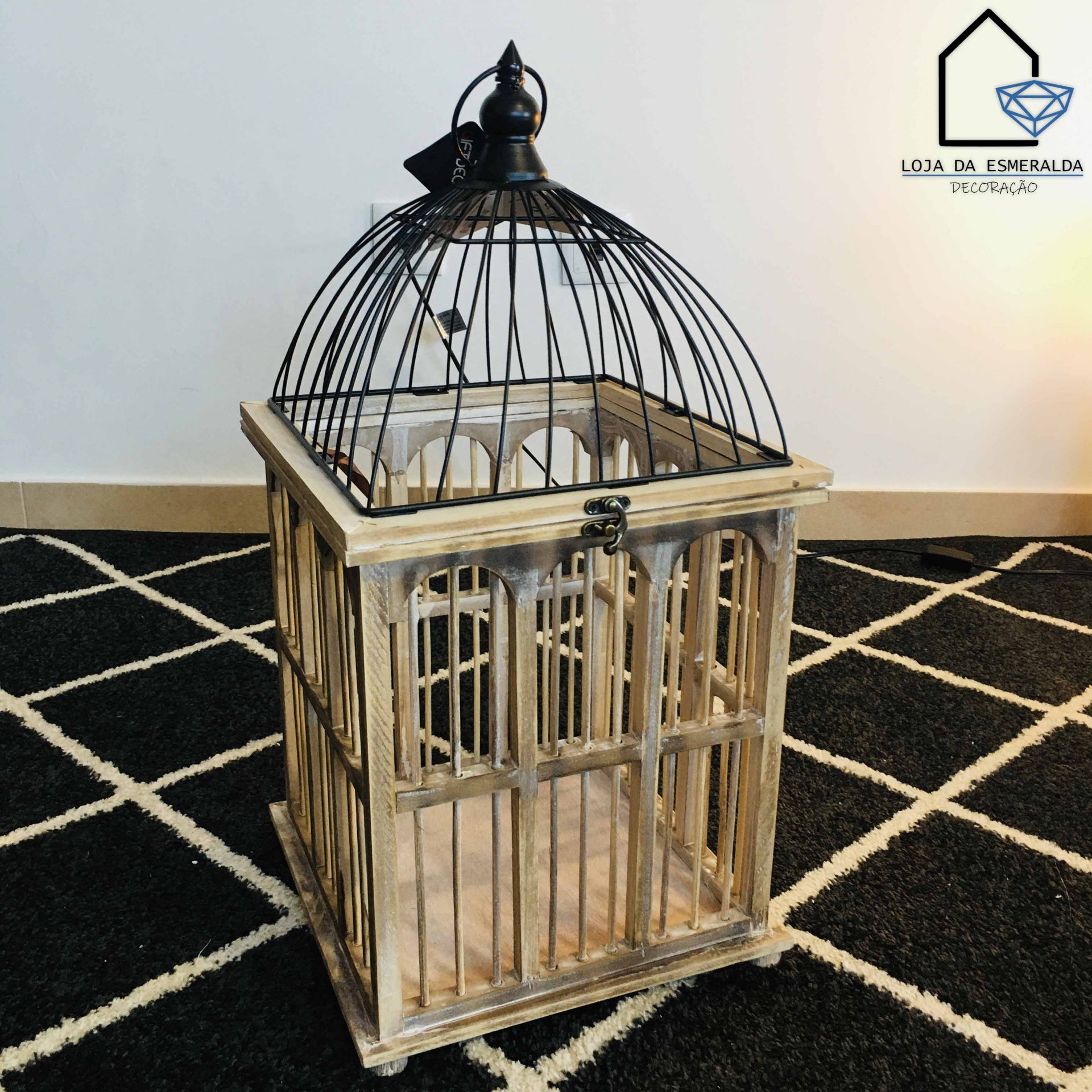 Gaiola Decorativa em Madeira | 30x30x59 CM