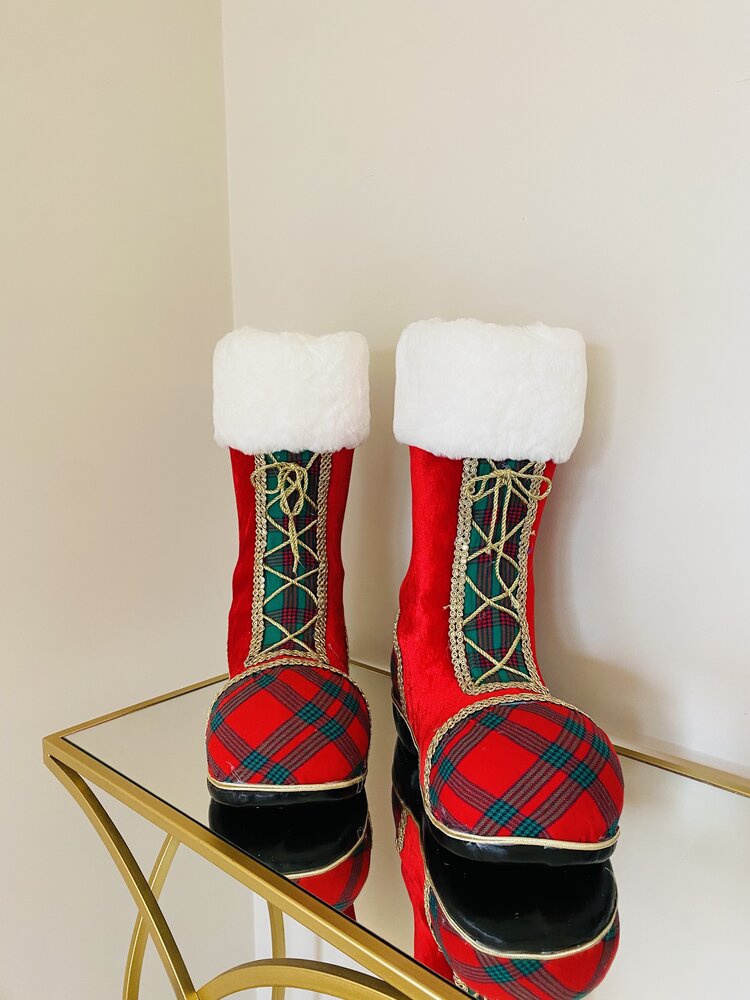 Natal - Cjto. 2 Botas Pai Natal - C30xL13xA38CM - Vermelho