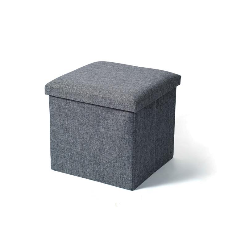 Pufe-Banco c/Arrumação -Tecido - Cinza - C38xL38xA35CM