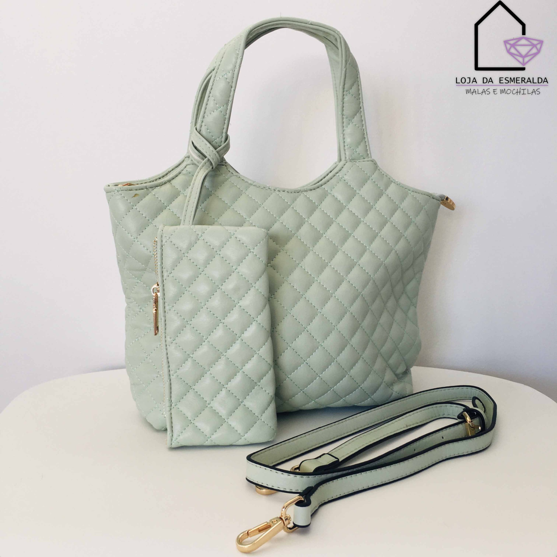 Mala Shopper com Losangos | Verde - C29xL12xA25CM