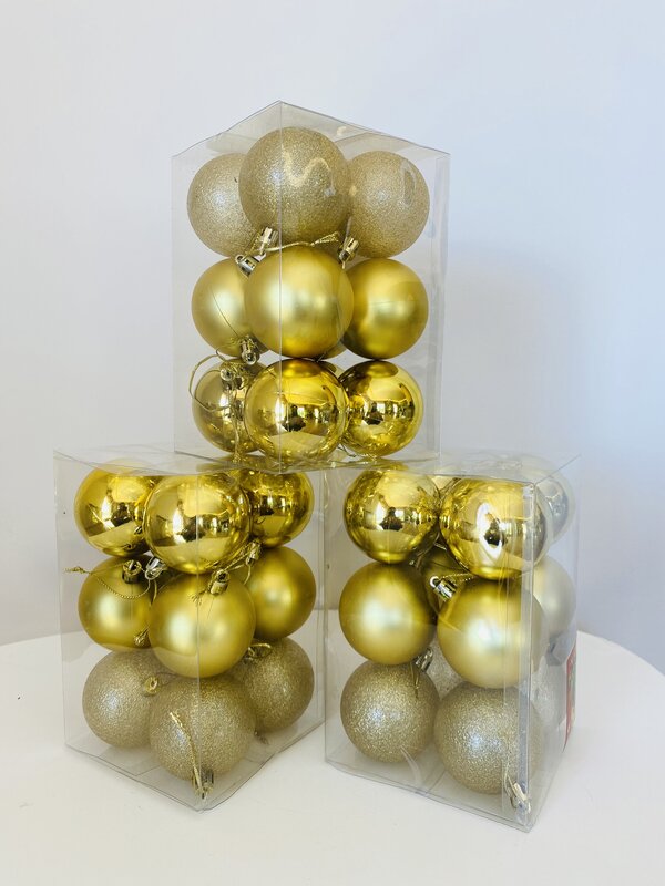 Decorações de Natal - 12 Bolas para Árvore  - Amarelo