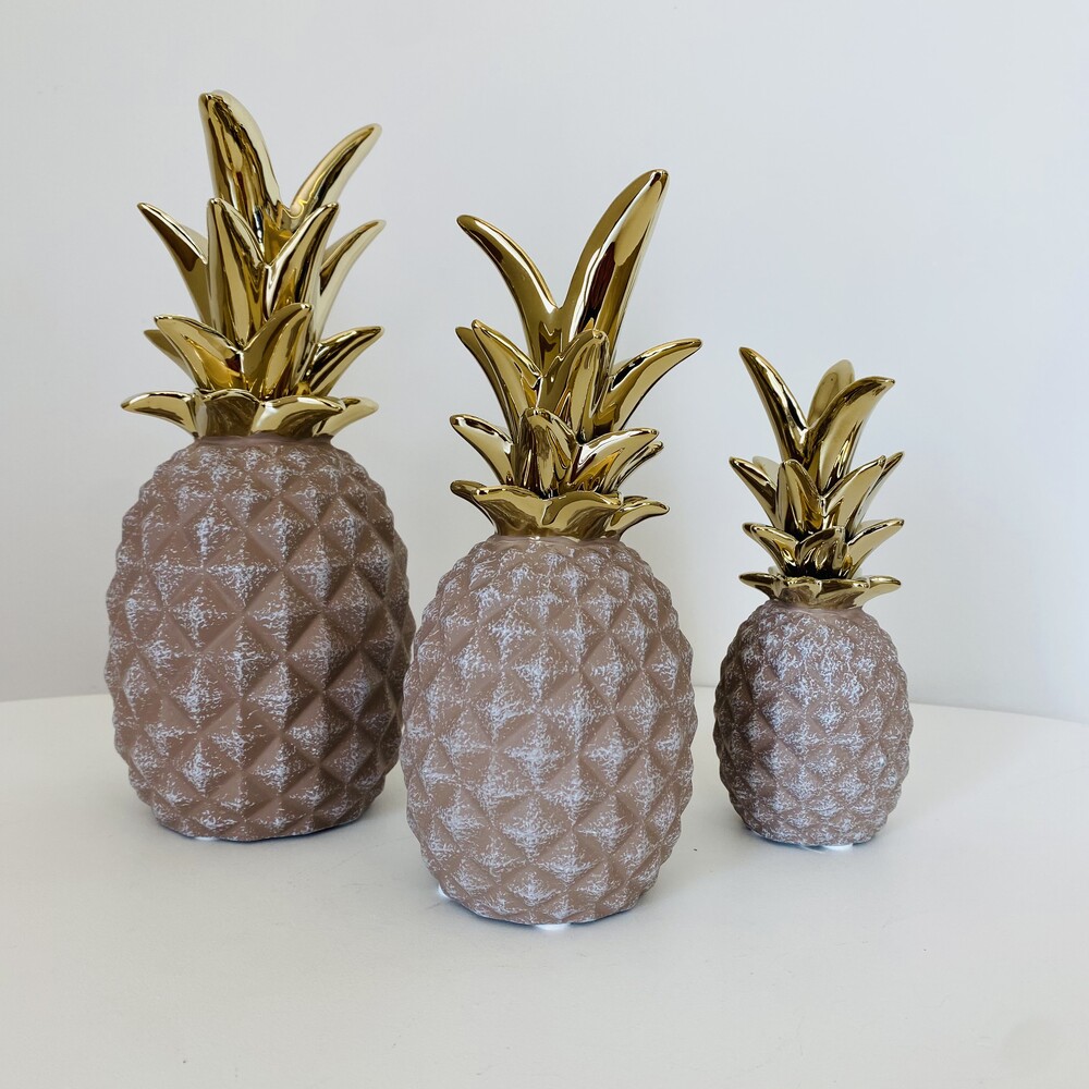 Ananases - Castanho e Dourado - Cerâmica