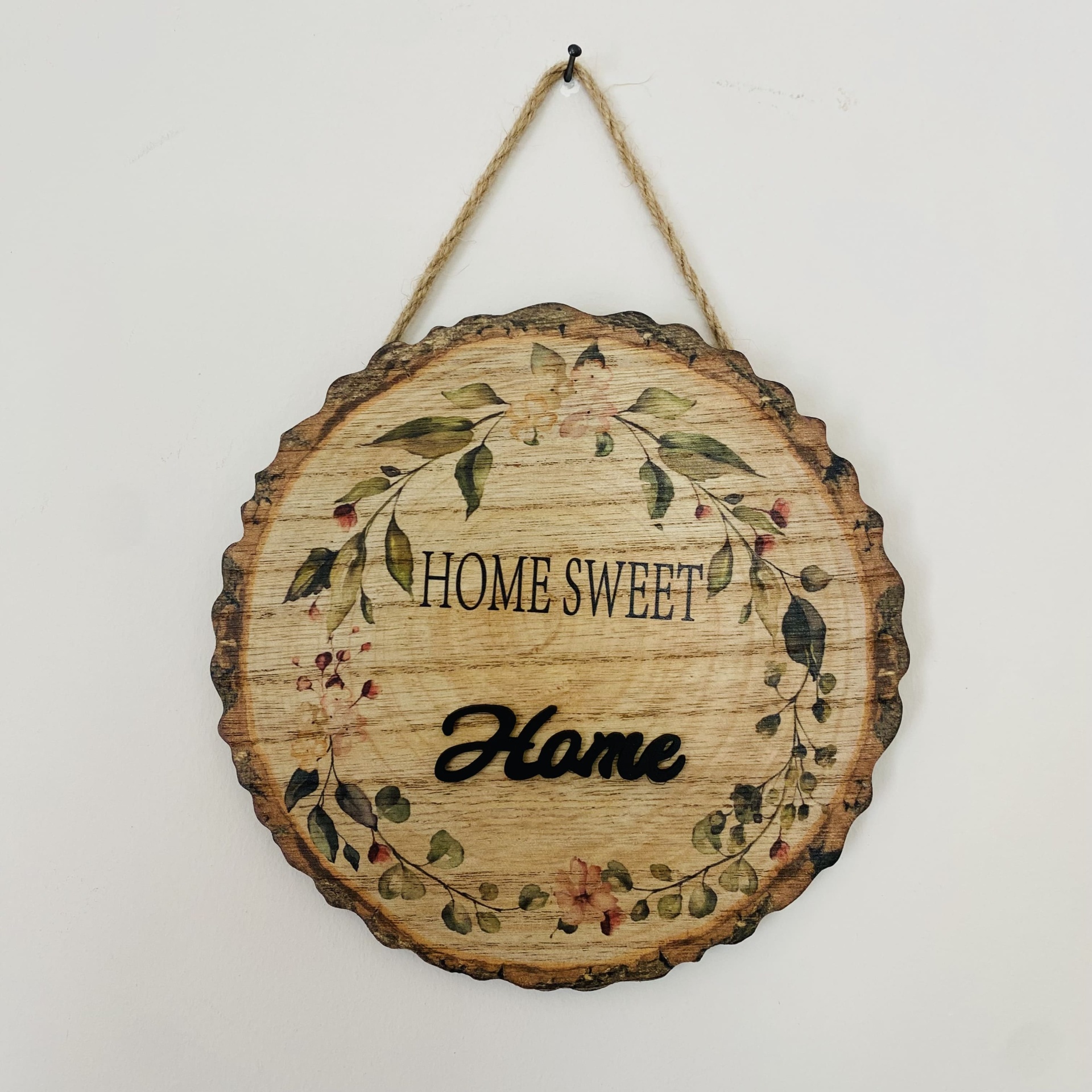 Placa Decorativa de Parede - C20xL1xA20CM - Madeira - Home Sweet Home