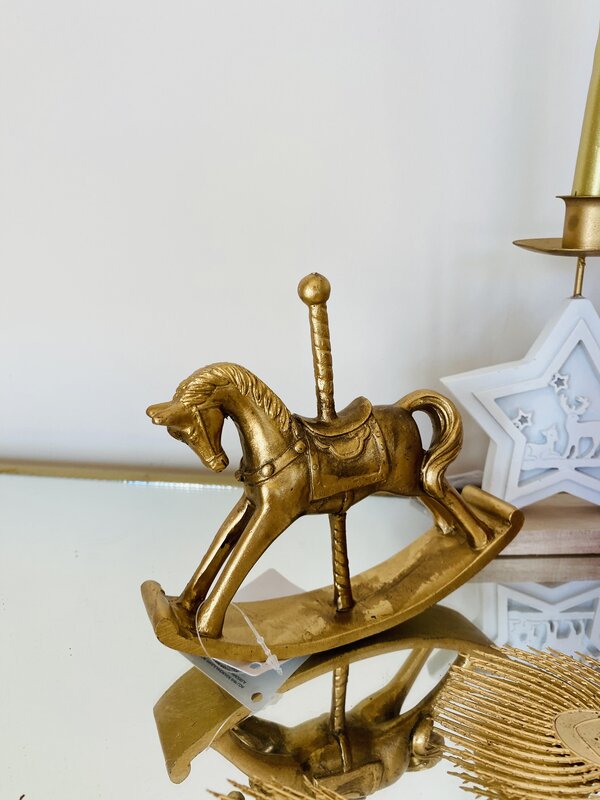 Cavalo de Natal Decorativo - Dourado - C14.5xL3xAX13CM