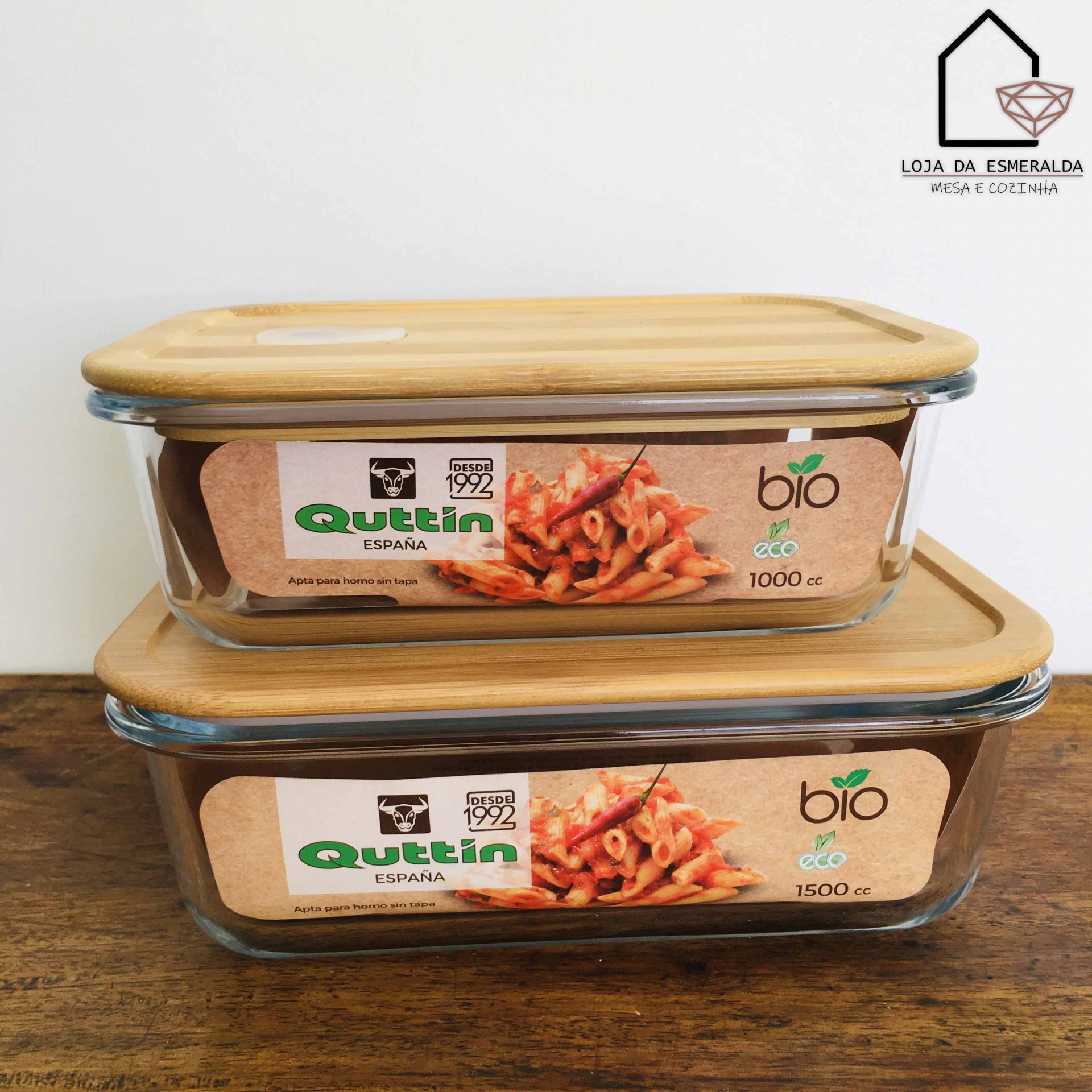 Marmitas Retangulares c/ Tampa em Bambu