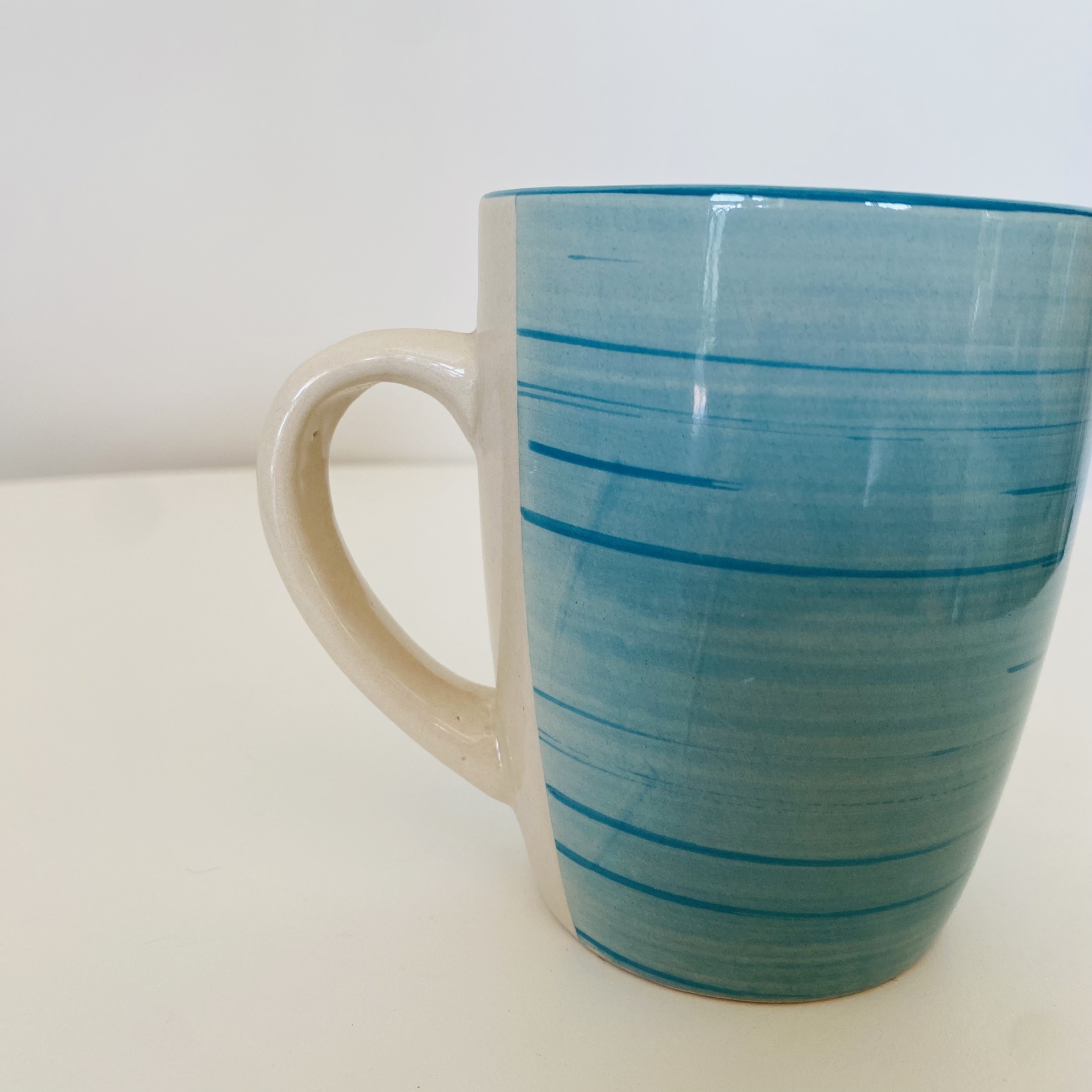 Caneca  - Cerâmica - 300ml - Azul e Creme