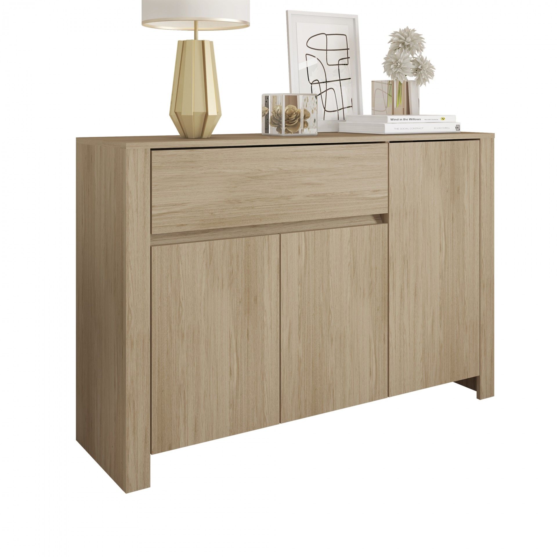 Aparador Carvalho (3 Portas + 1 Gavetas) | Madeira | 120x38x82CM