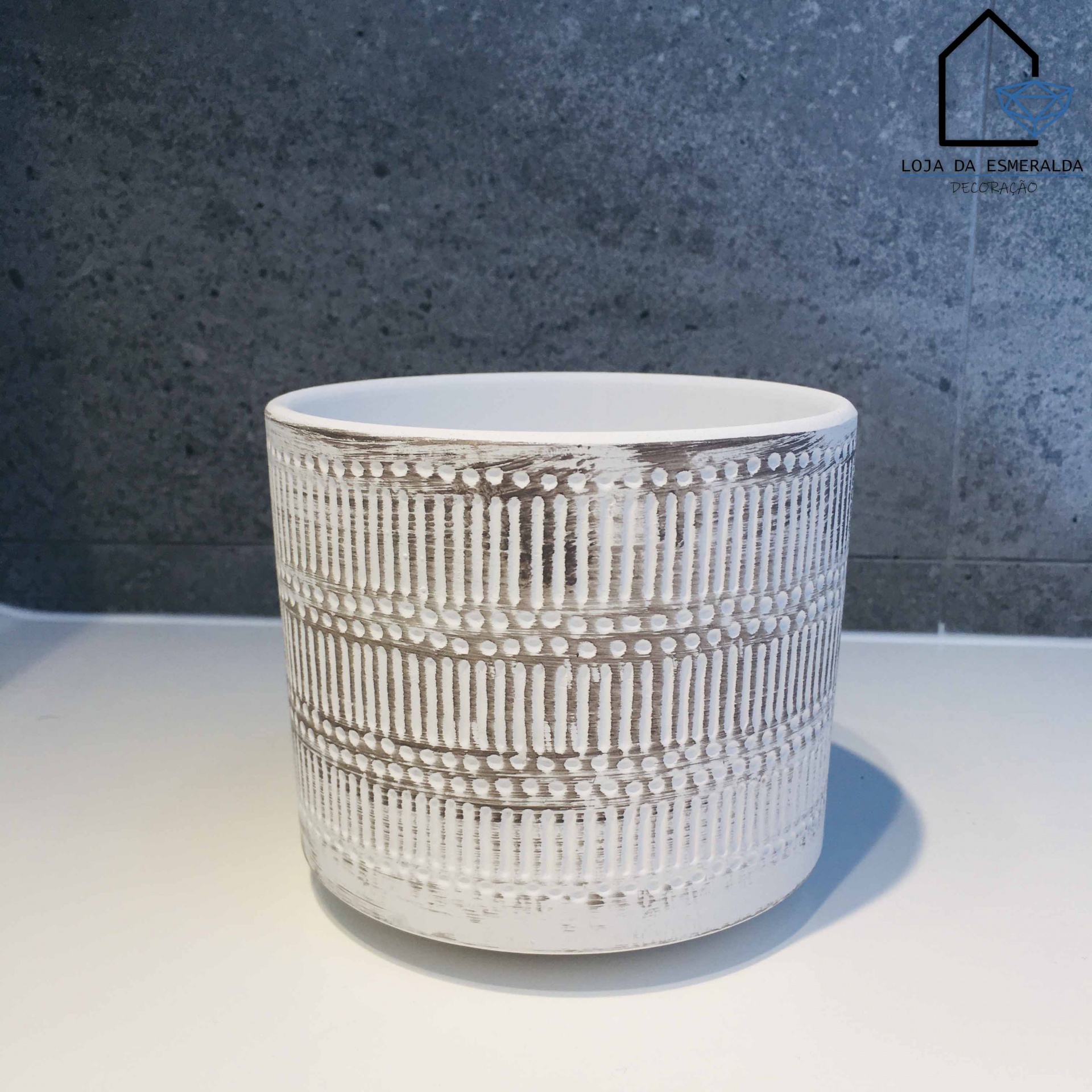 Vaso | Branco e Castanho | 11x11x10 centímetros