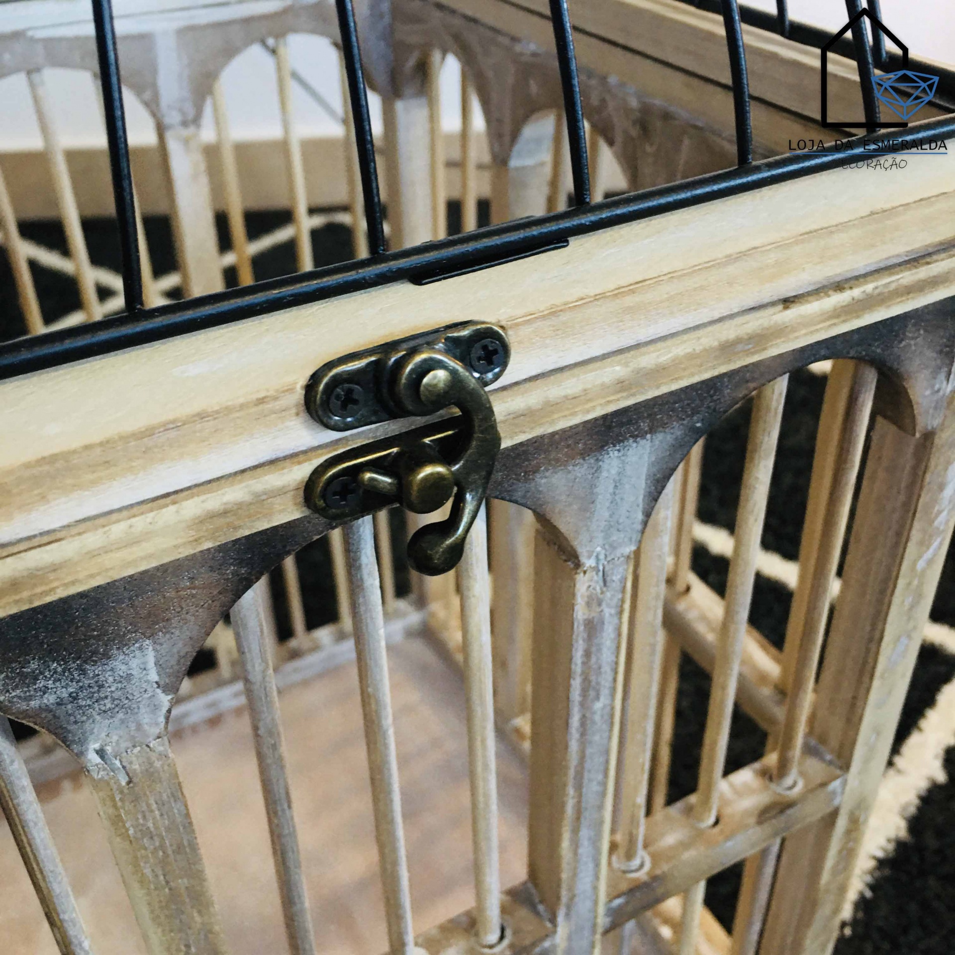 Gaiola Decorativa em Madeira | 30x30x59 CM