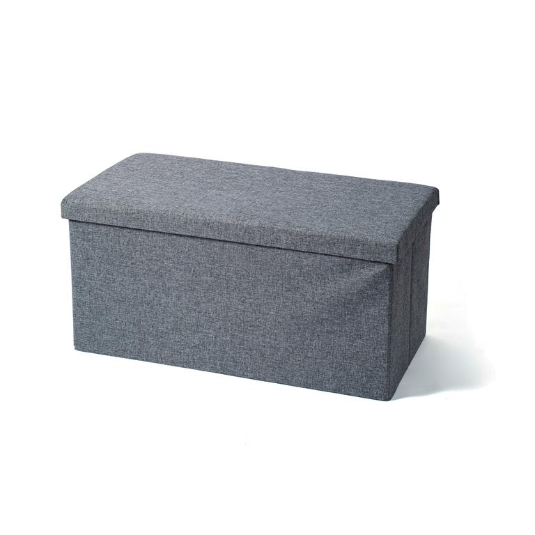 Pufe-Banco c/Arrumação -Tecido - Cinza - C76xL38xA38CM