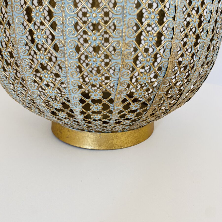 Lanterna Decorativa - Metal - Dourado e Azul