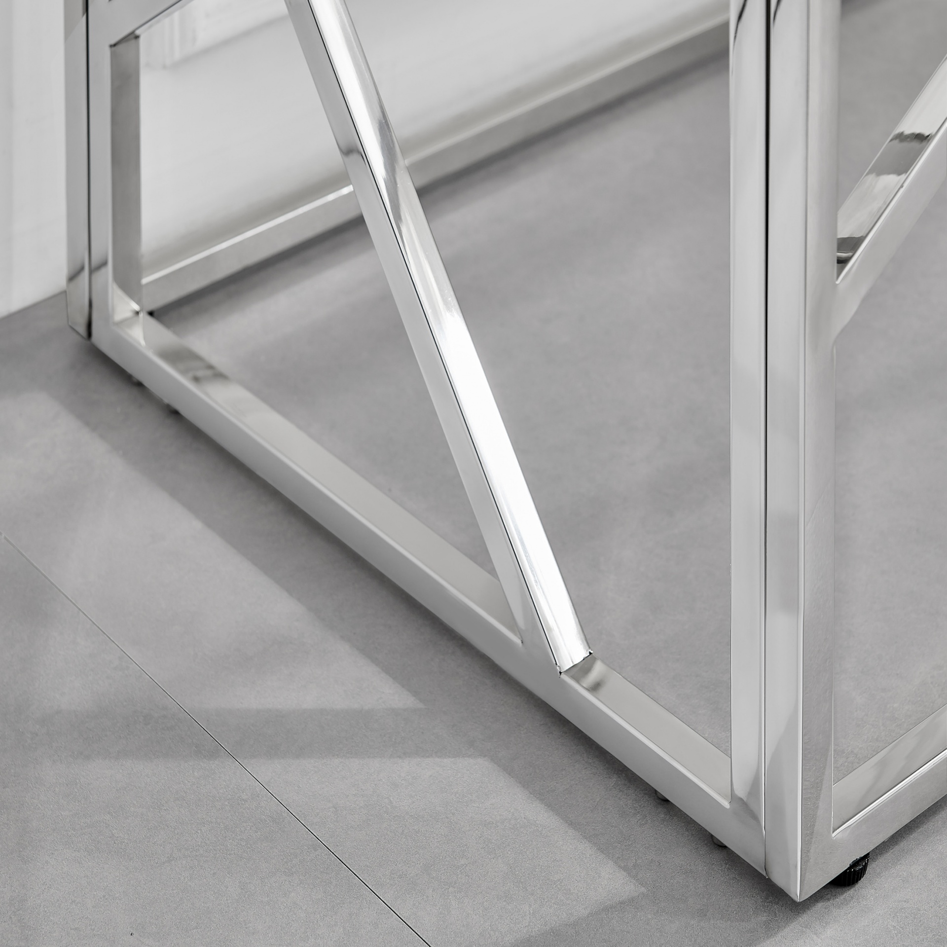 Consola em Inox e Vidro Prata | 120x40x77 CM