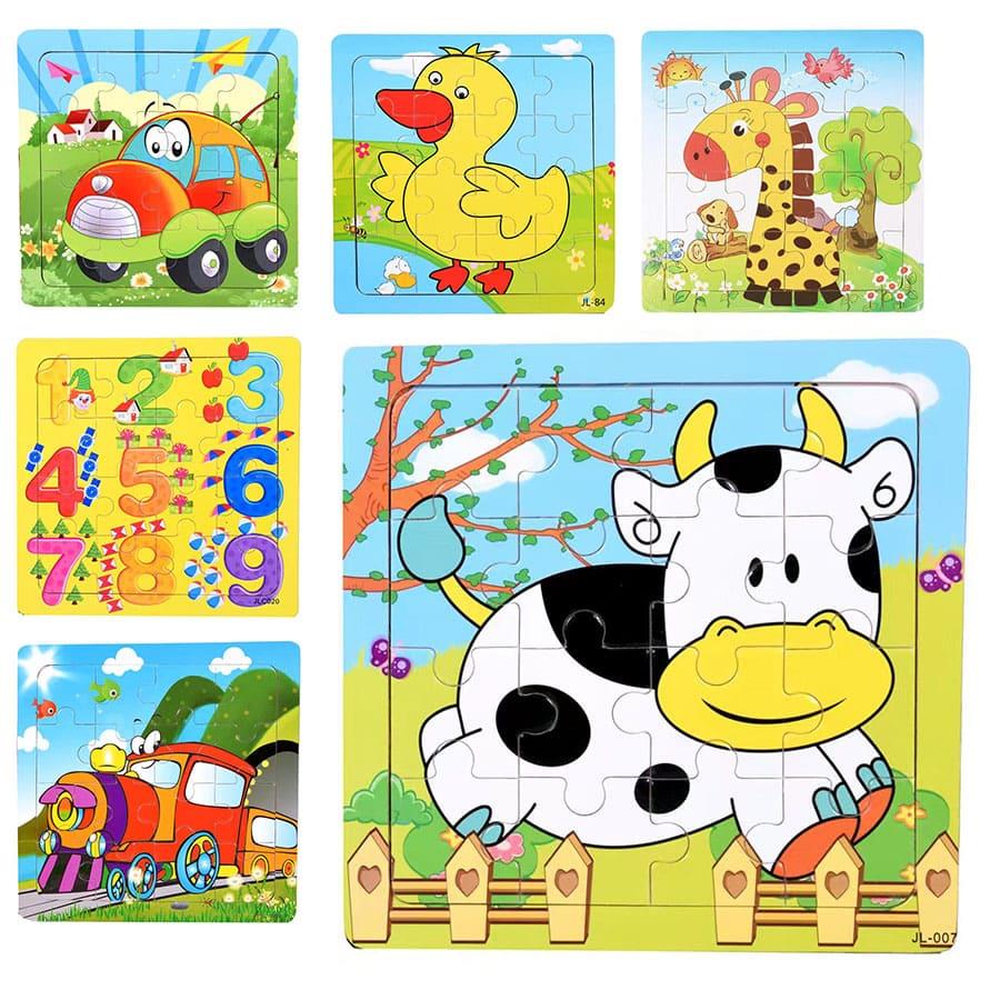 Puzzle Pequeno Animais - Madeira - 15x15CM - Mais de 3 Anos