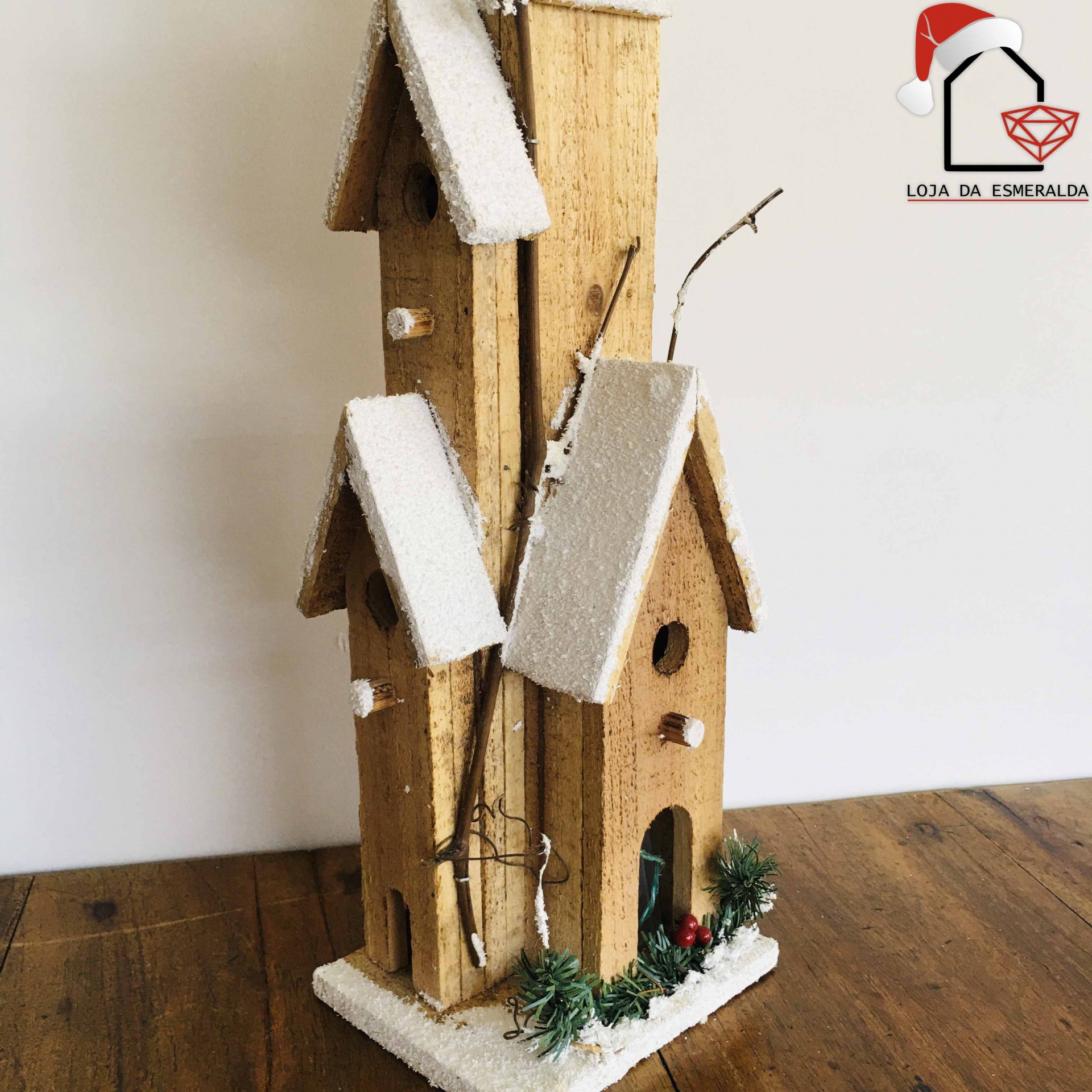 Casa Natalícia em Madeira c/ Iluminação C12XL14XA70CM