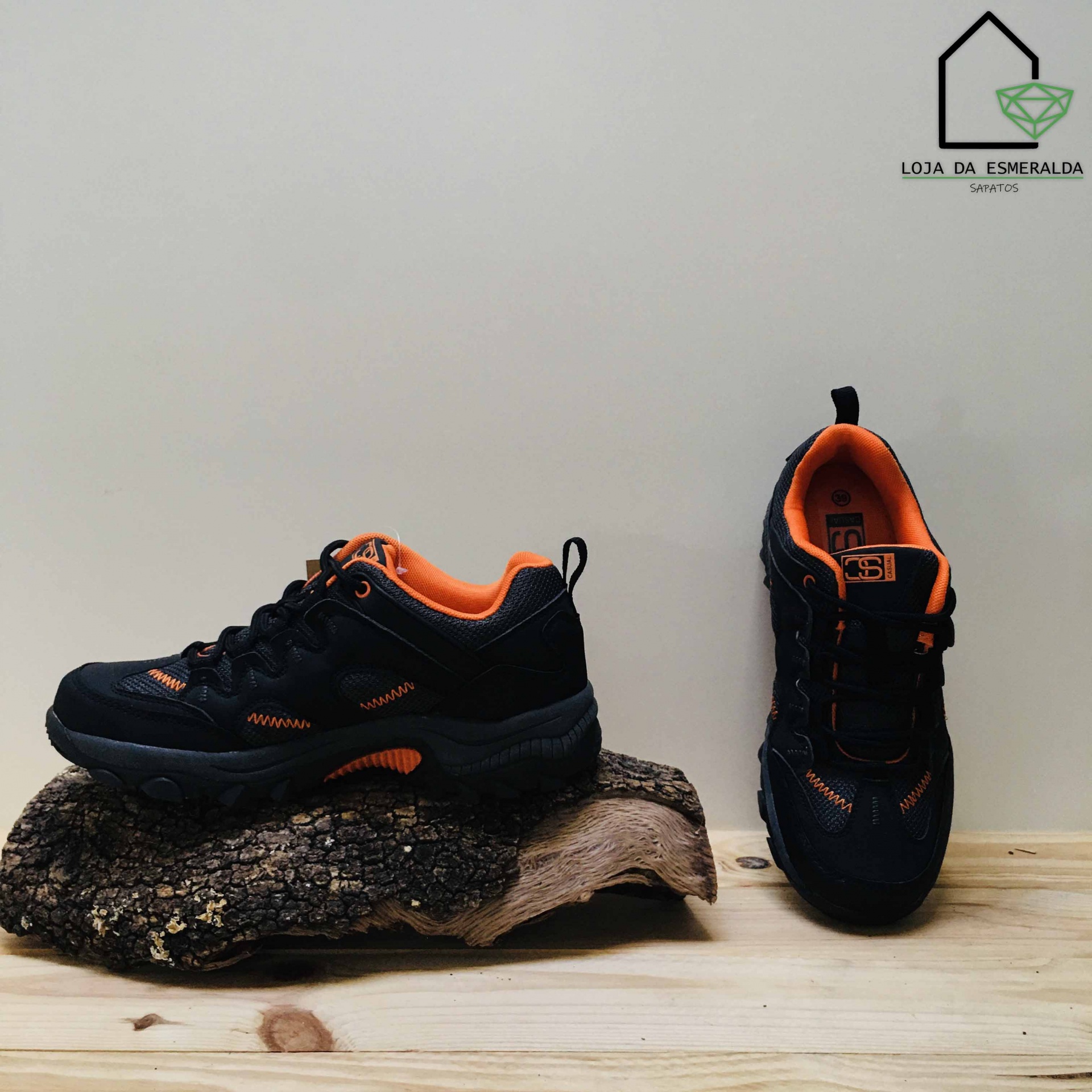 Ténis Casual para Homem | Preto & Laranja