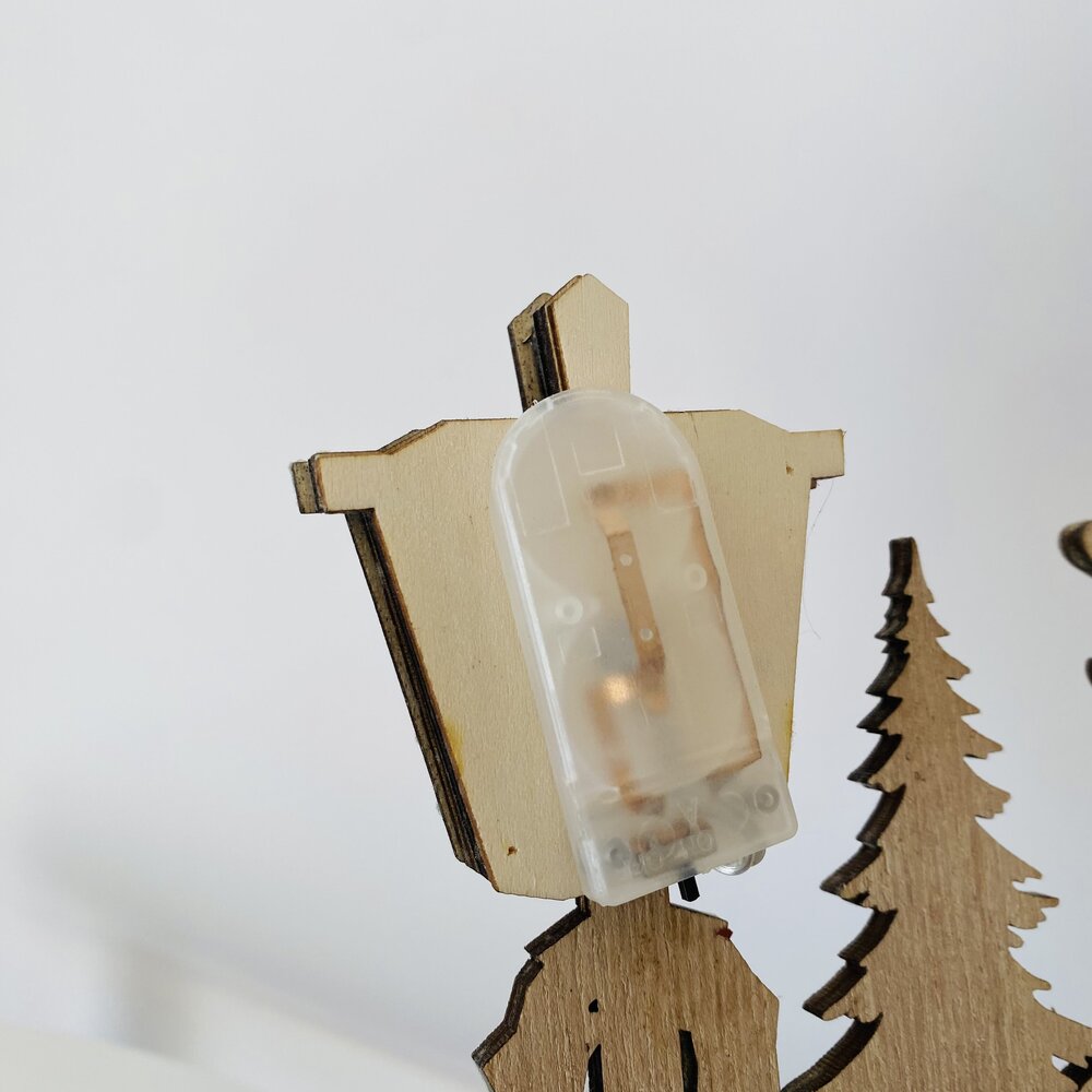 Natal - Placa em Madeira c/ Iluminação  - C45xL4xA18CM