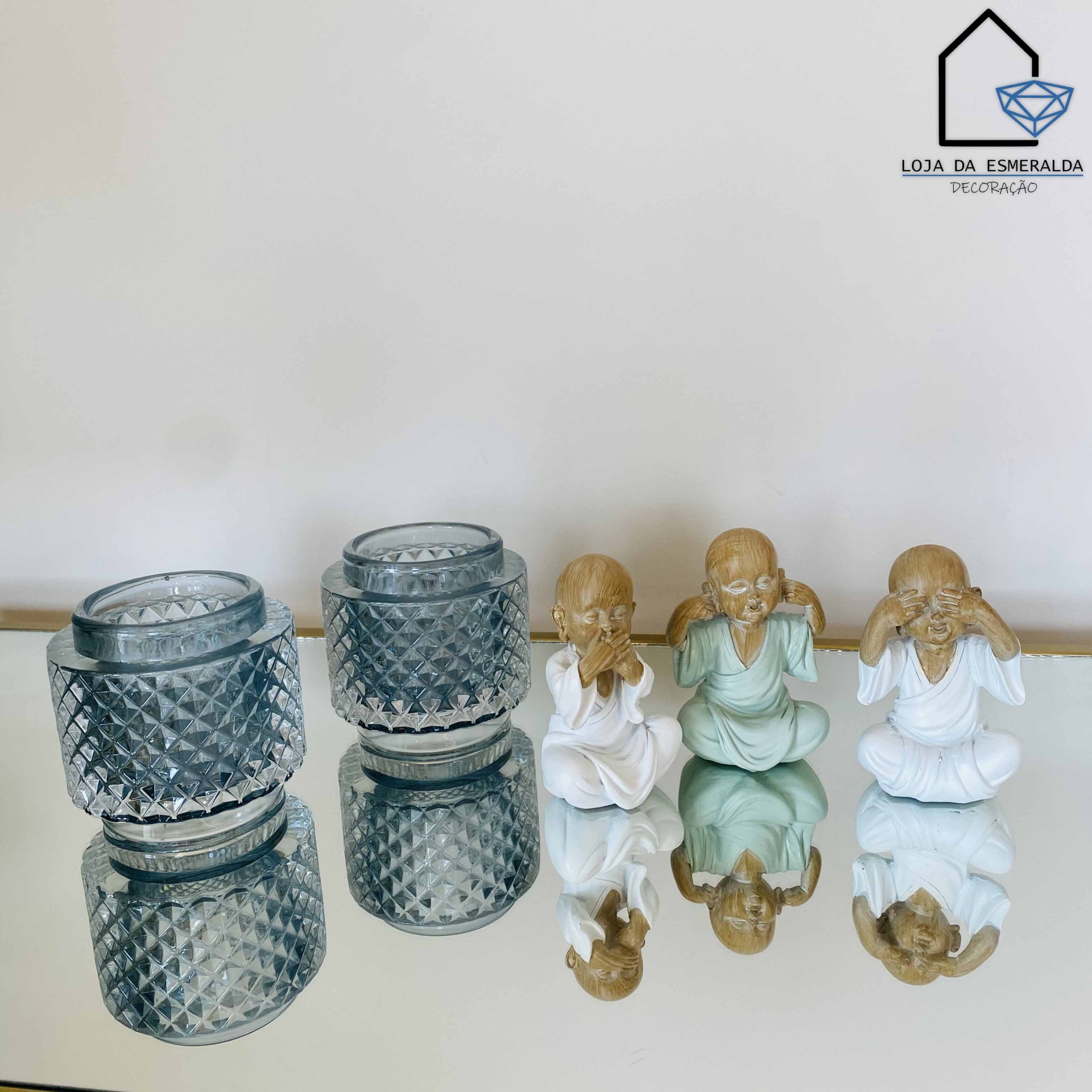 Conjunto 3 Monges Cego Surdo e Mudo Dourado 5.5x6x9CM