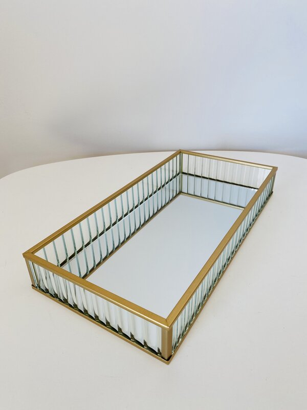 Bandeja Decorativa c/ Espelho - Dourado - C30xL15xA4CM