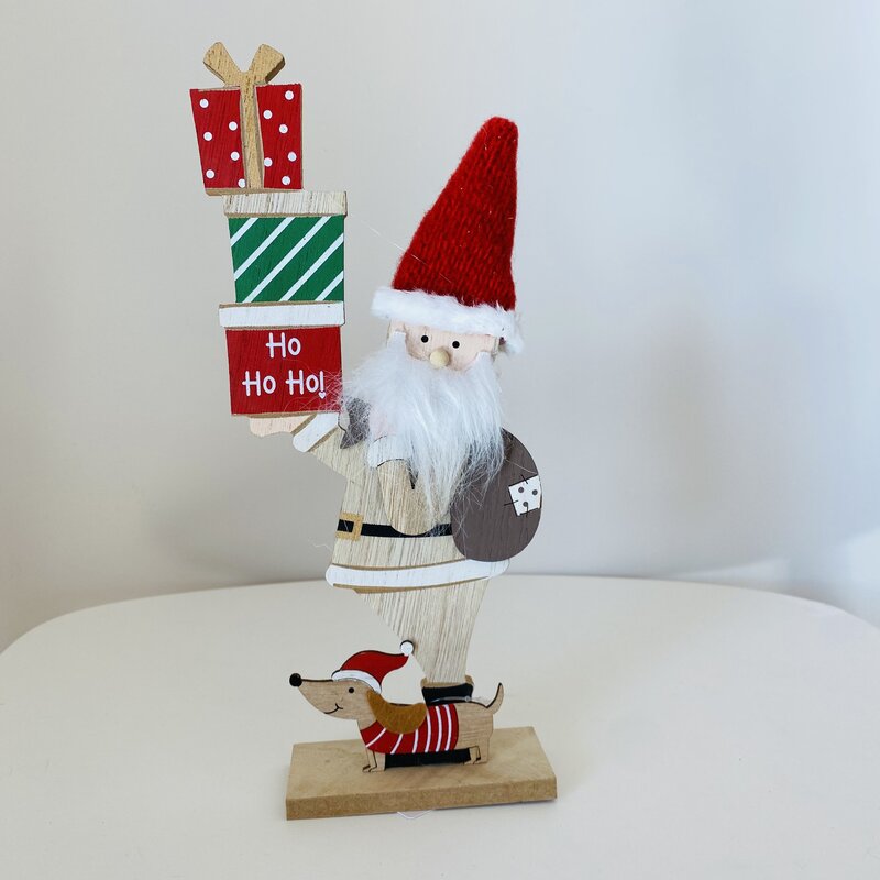 Pai Natal Decorativo - Madeira e Tecido - C11xL5xA30CM