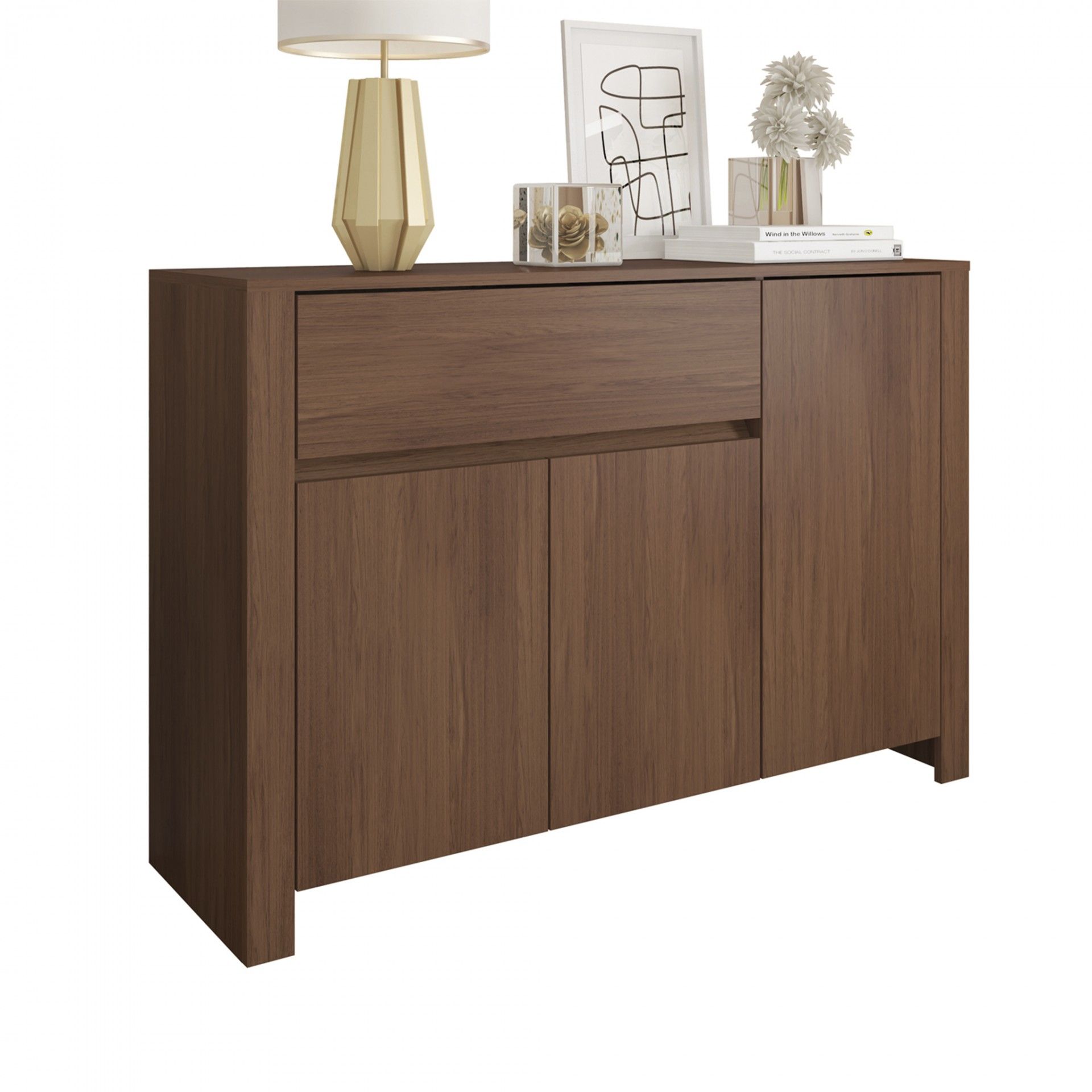 Aparador Nogueira (3 Portas + 1 Gavetas) | Madeira | 120x38x82CM