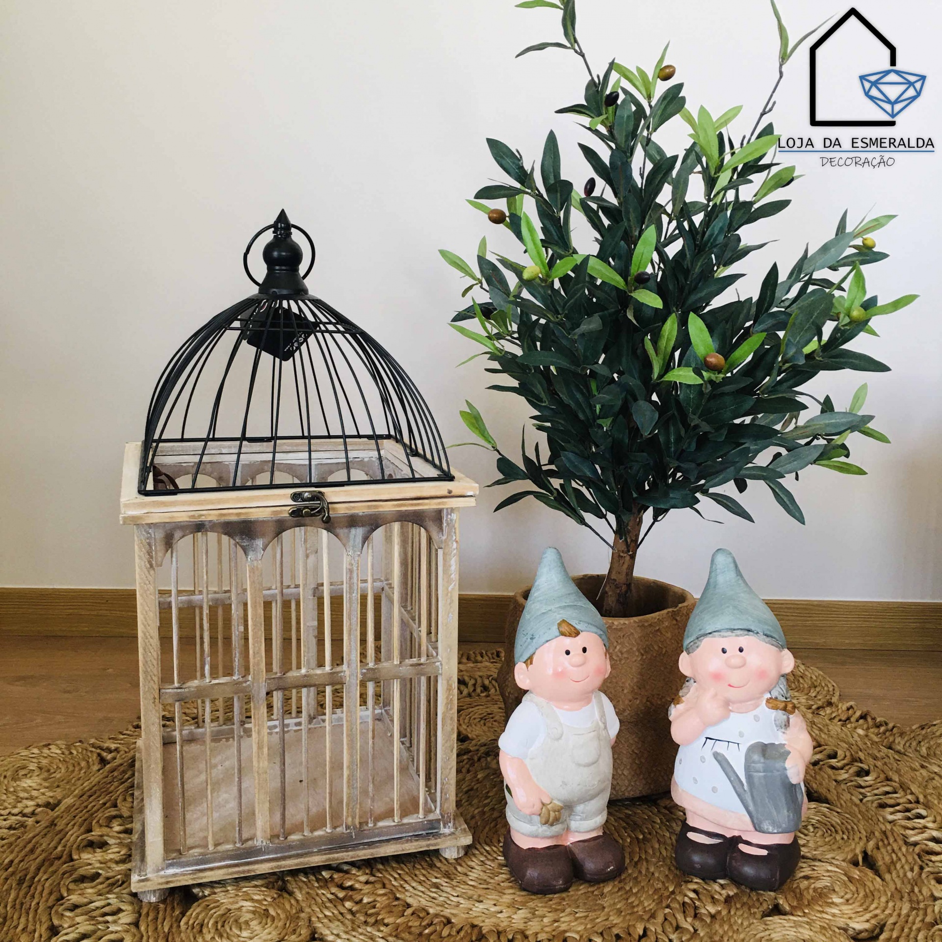 Gaiola Decorativa em Madeira | 30x30x59 CM