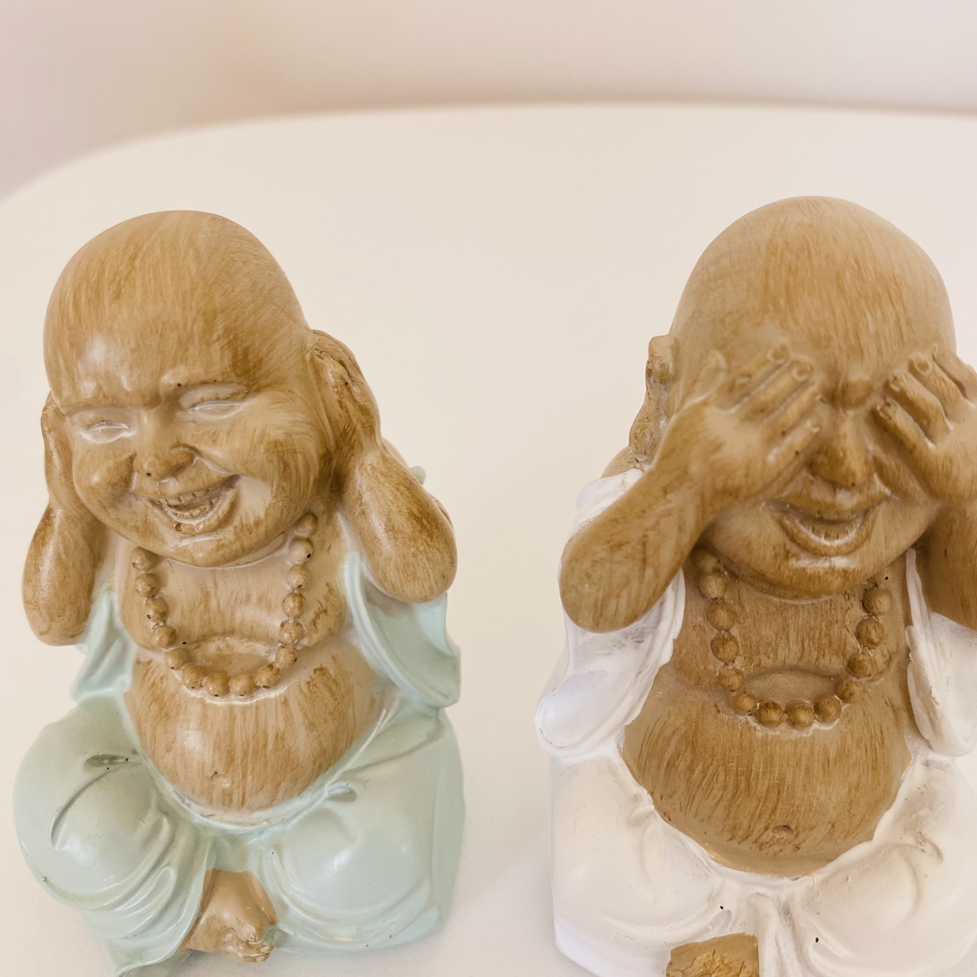 Conjunto 3 Monges Cego Surdo e Mudo Dourado 5.5x6x9CM