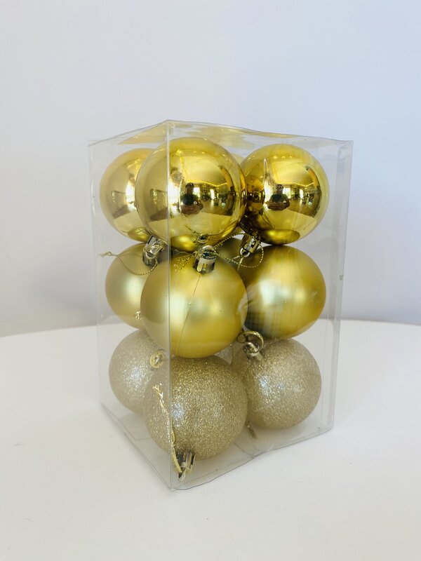 Decorações de Natal - 12 Bolas para Árvore  - Amarelo