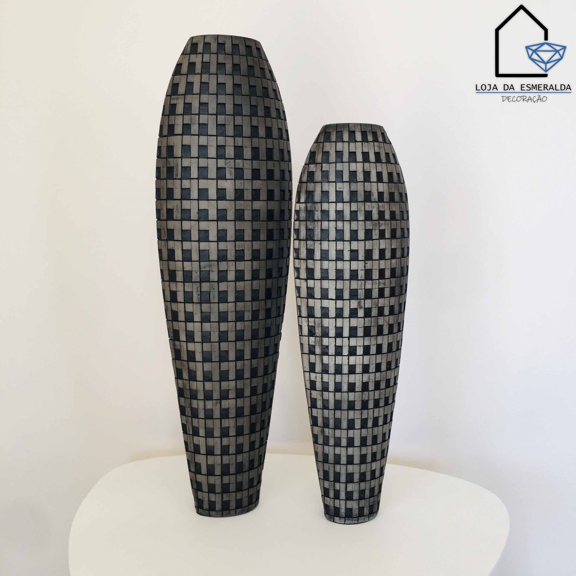Jarras Decorativas Quadrados Preto&Cinza