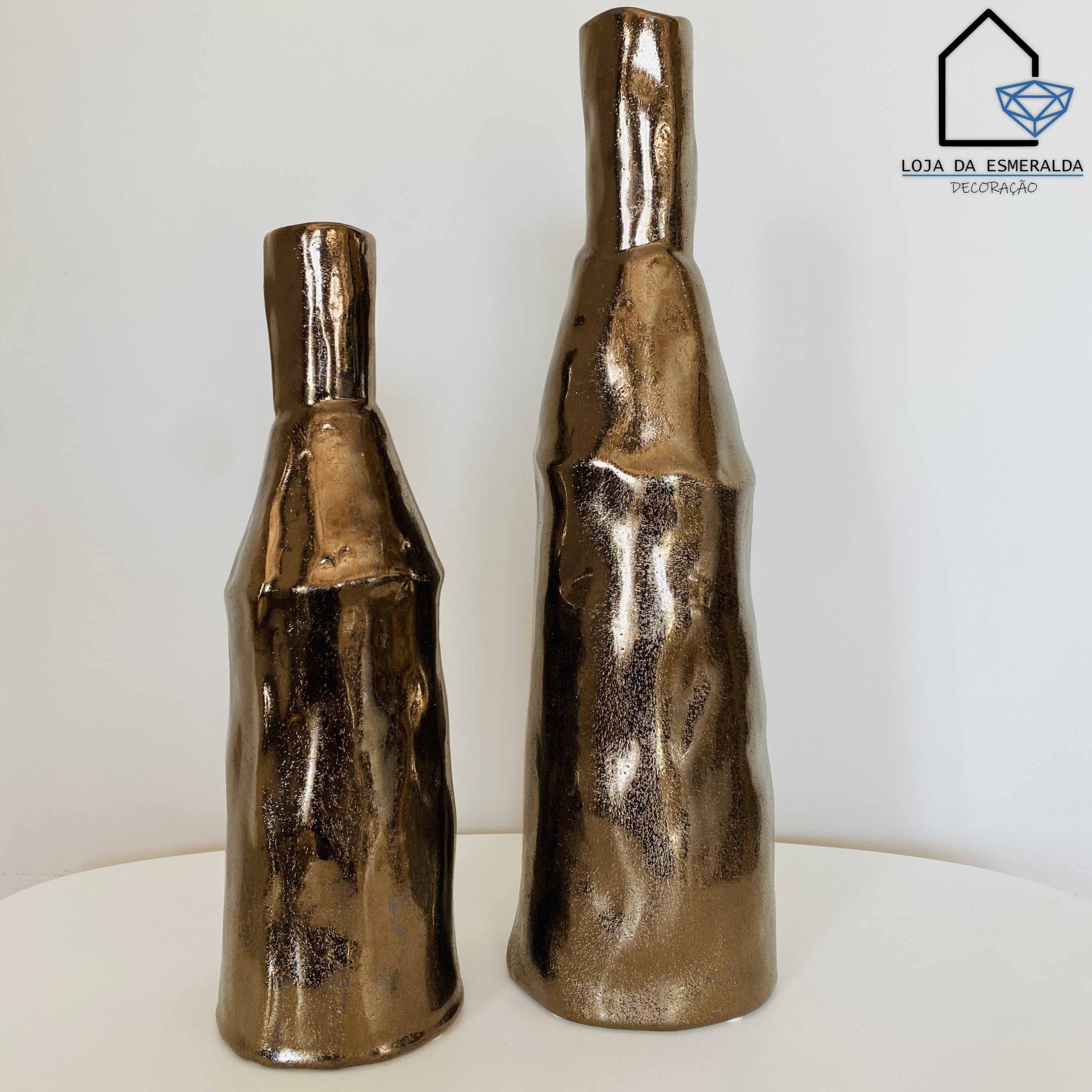 Jarra Decorativa Castanha com Brilho