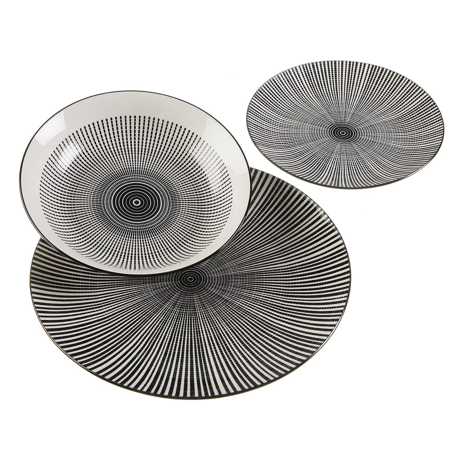 Serviço de Jantar | Cerâmica | Branco e Cinza | 18 Peças