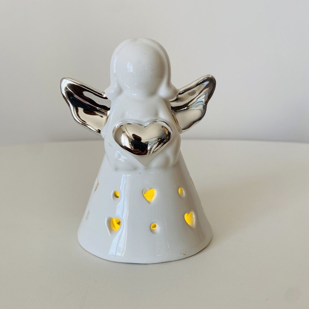 Anjo Decorativo em Porcelana c/ luz - C9xL7.5xA12CM