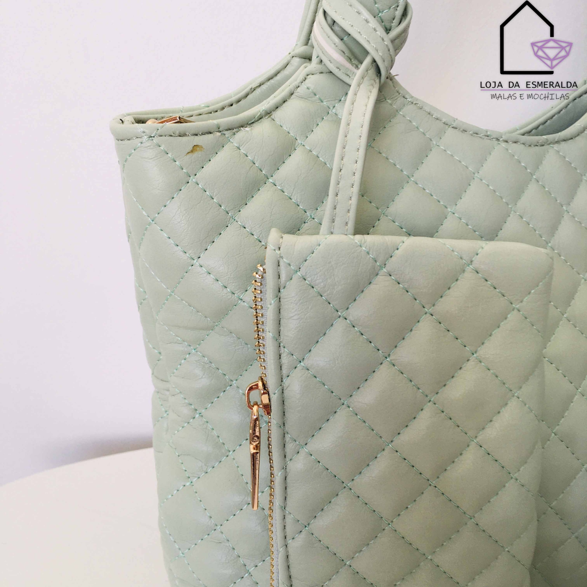 Mala Shopper com Losangos | Verde - C29xL12xA25CM