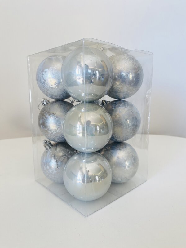 Decorações de Natal - 12 Bolas para Árvore  - Prateado