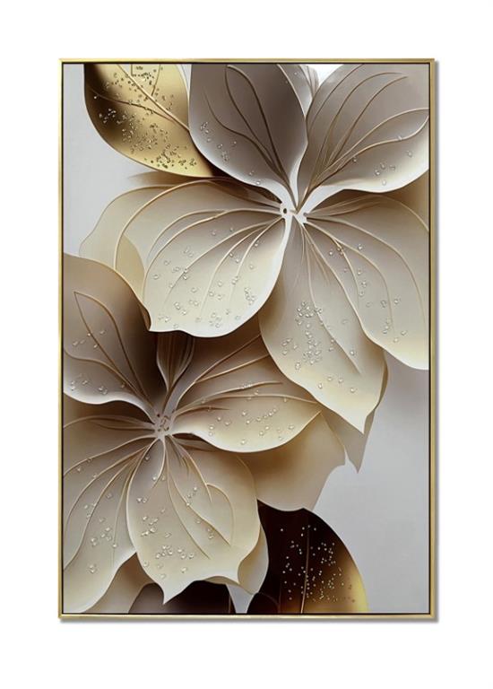 Quadro com Flores - Branco e Creme -  C62xL4xA92CM