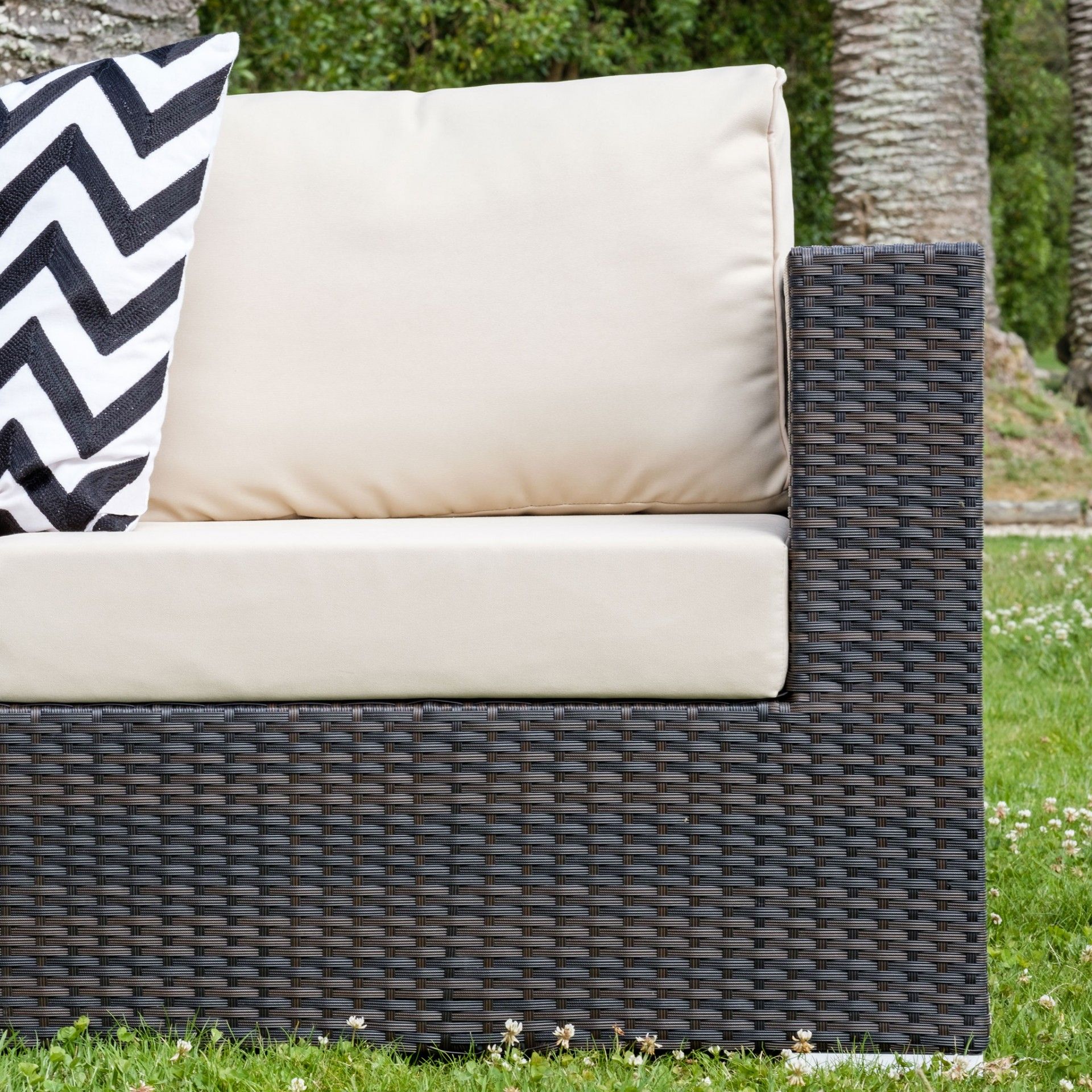 Set de Jardim - Sofá + 2 Cadeiras + Mesa de apoio - Castanho